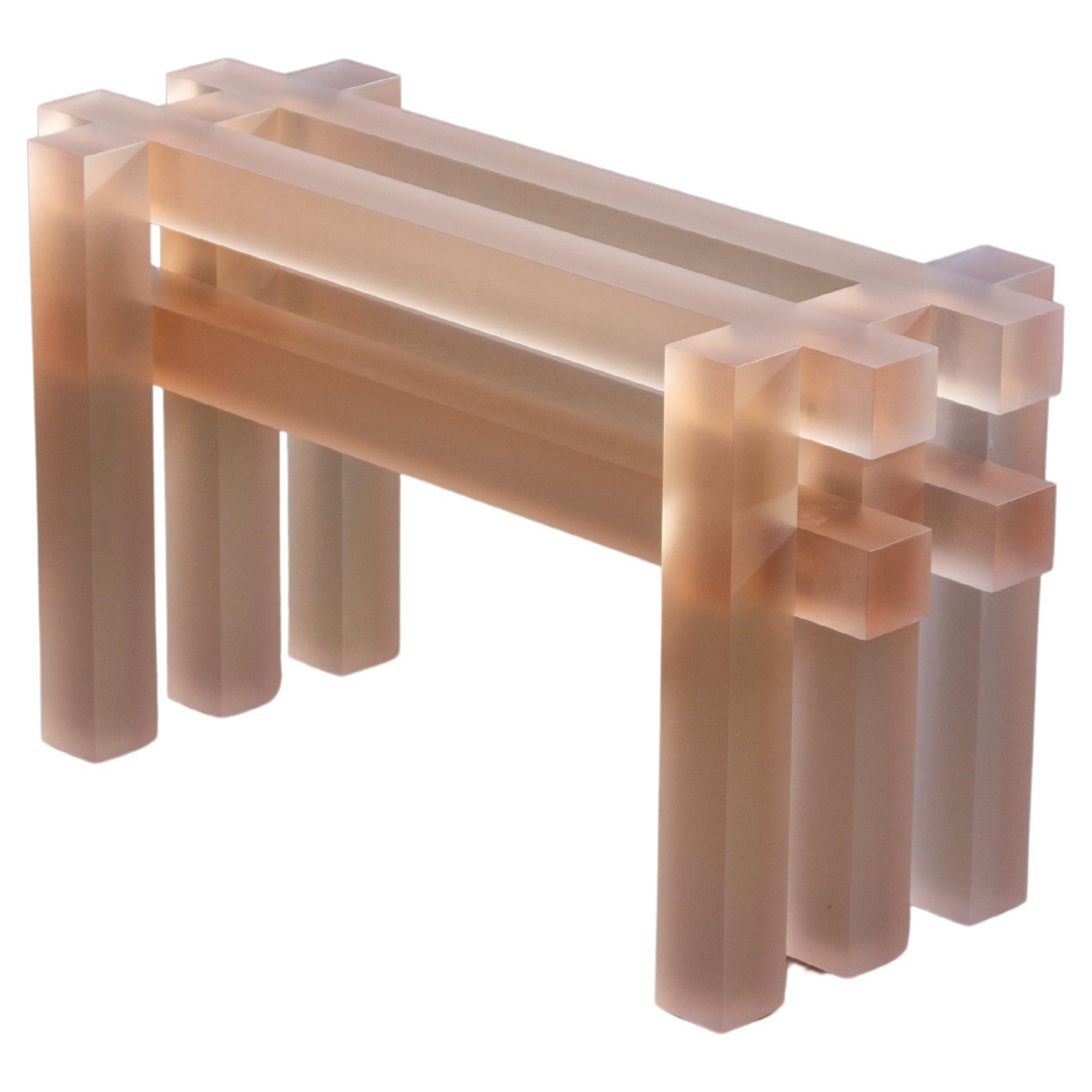 Contemporary Small Sand coloured Resin Traculid Bench by Laurids Gallée