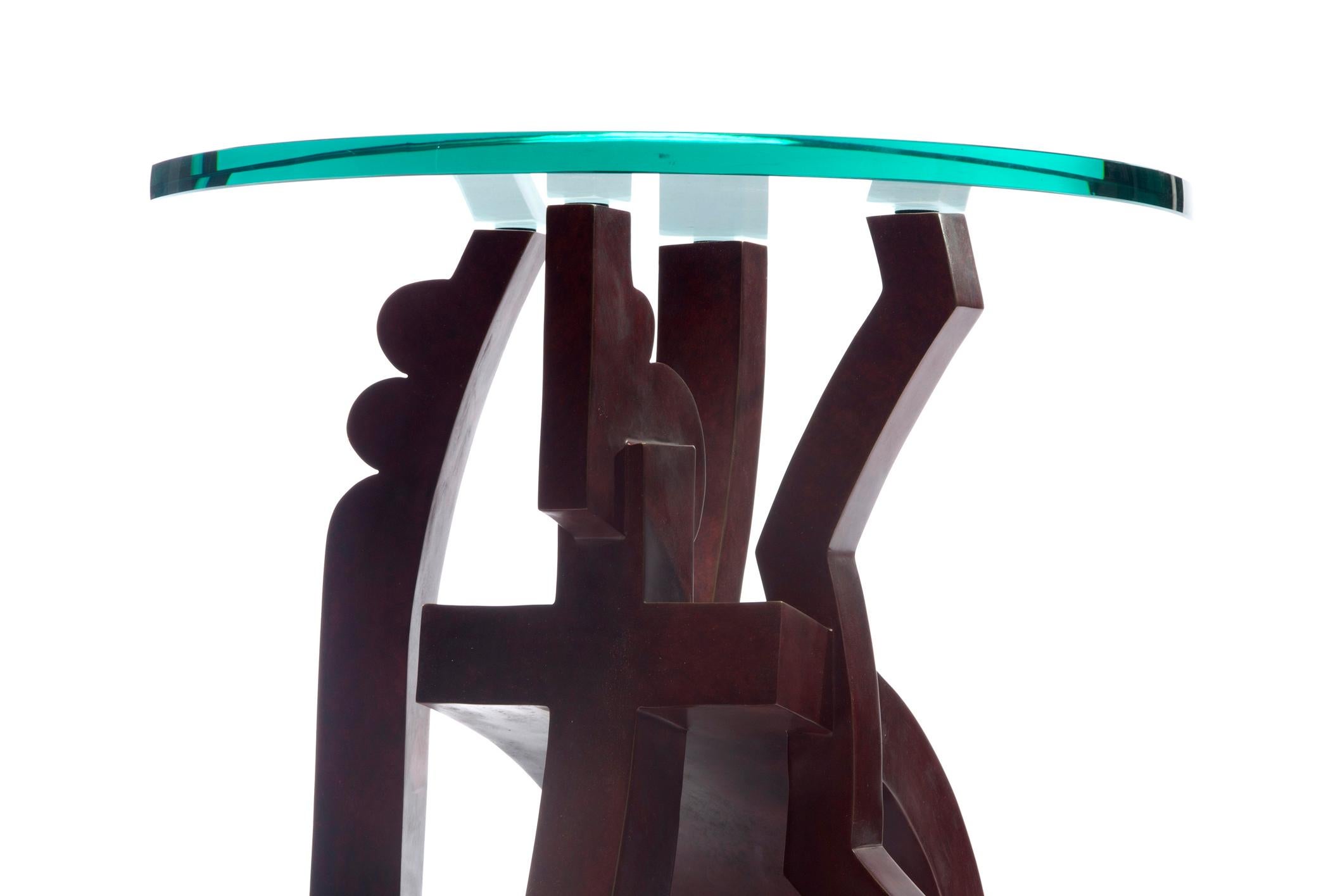 Beistelltisch Nr. 1 aus patinierter Bronze und Glas von Garry Knox Bennett  (21. Jahrhundert und zeitgenössisch) im Angebot