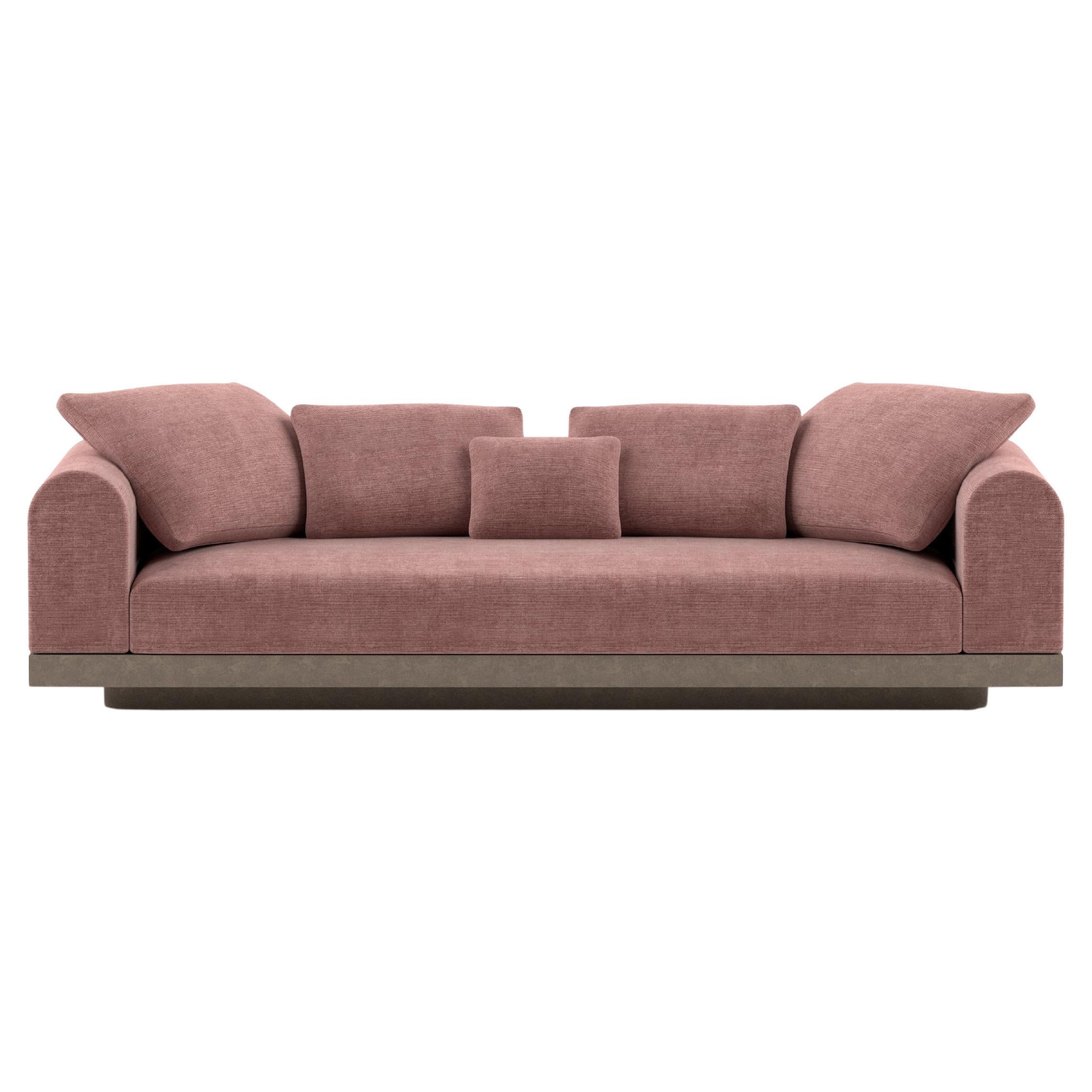 Contemporary Small Sofa 'Aqueduct' by Poiat, Pergamena 017, High Plinth