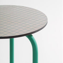 Contemporary Small Table Check Surface Texture Printed, Bauhaus-Inspired