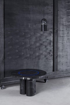 Contemporary Small Table 'DISLOCATION' in Black Marble by Buzao 'Round'