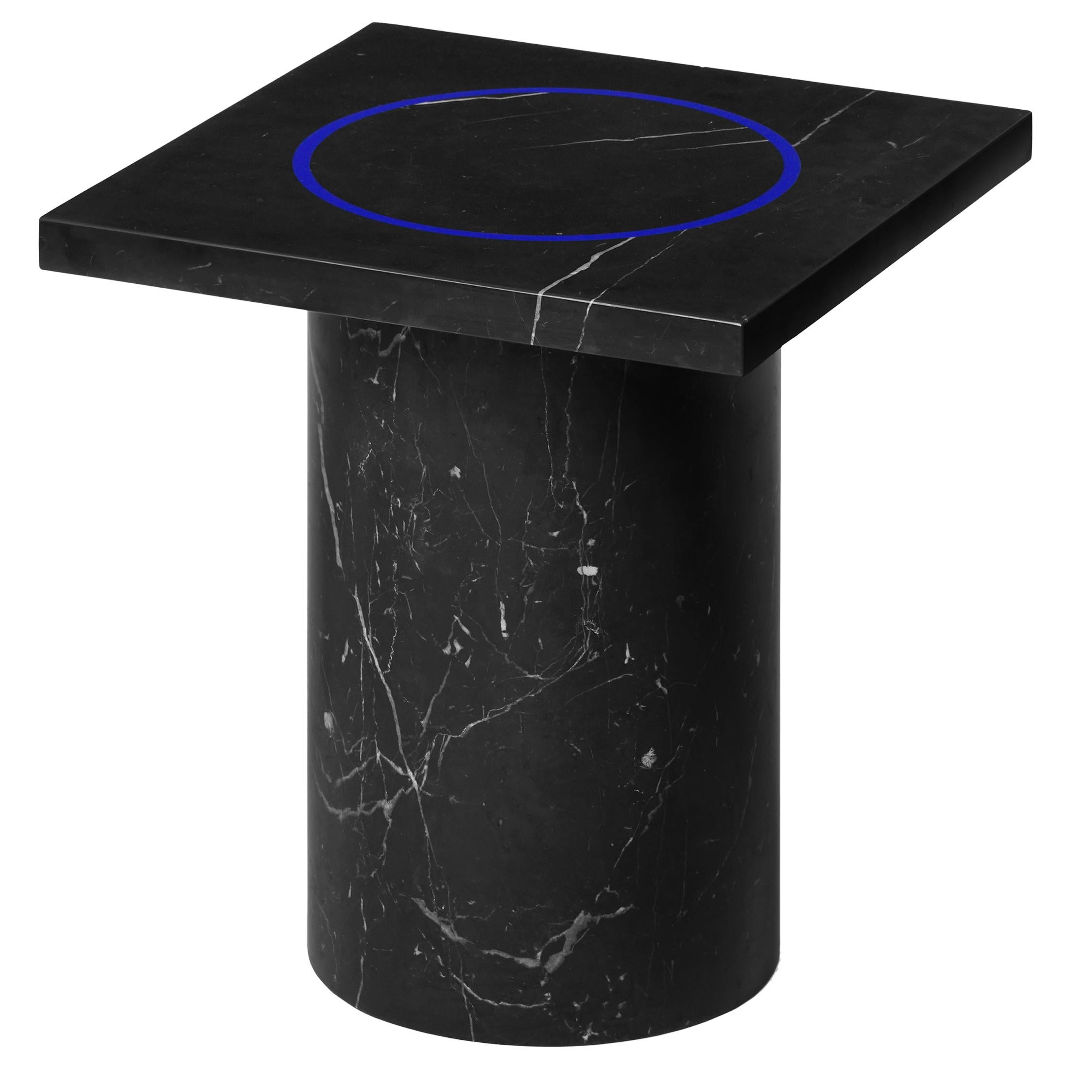 Contemporary Small Table 'DISLOCATION' in Black Marble by Buzao 'Square' For Sale