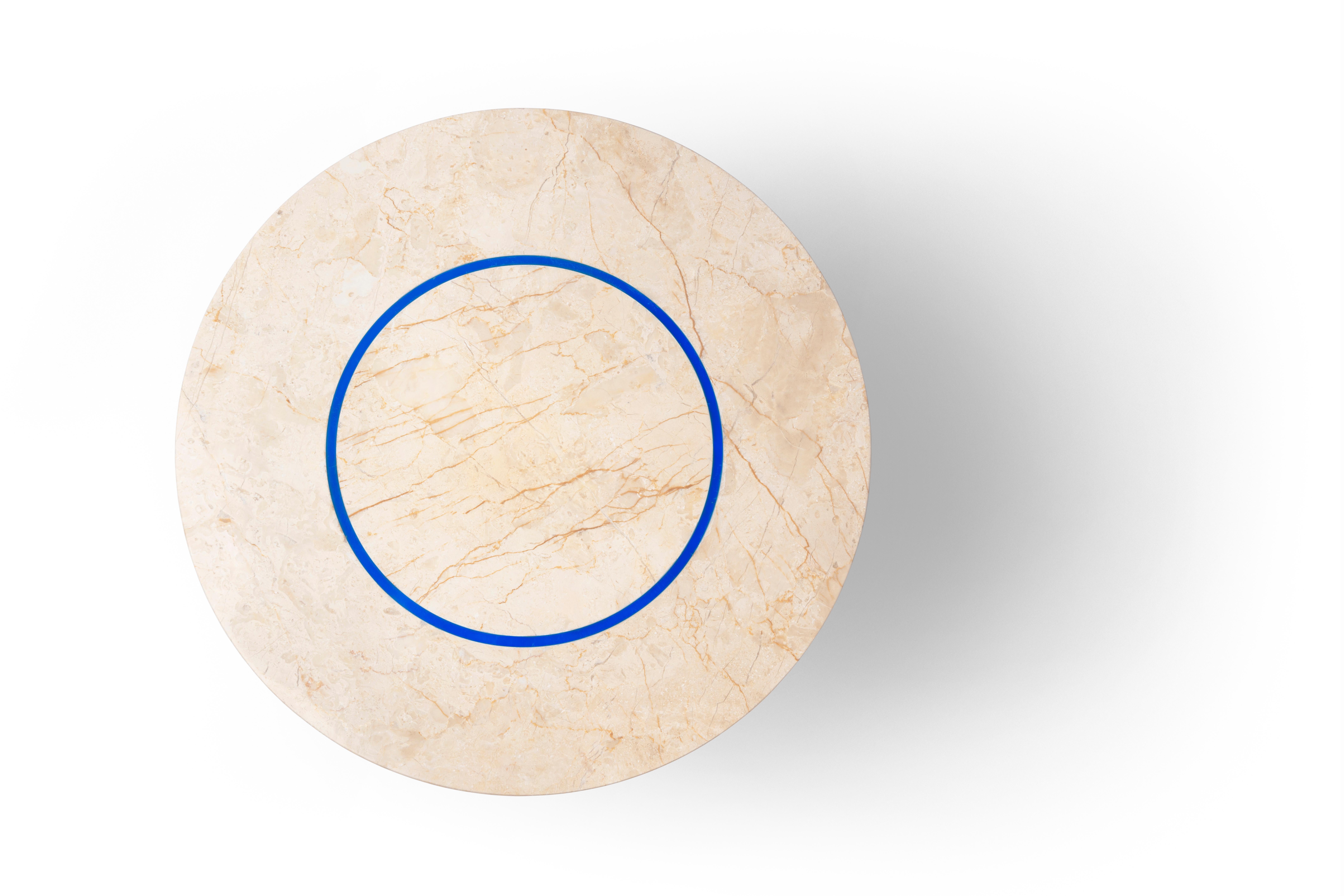 Contemporary Small Table 'Dislocation' in Golden Marble by Buzao 'Round' In New Condition For Sale In Paris, IDF