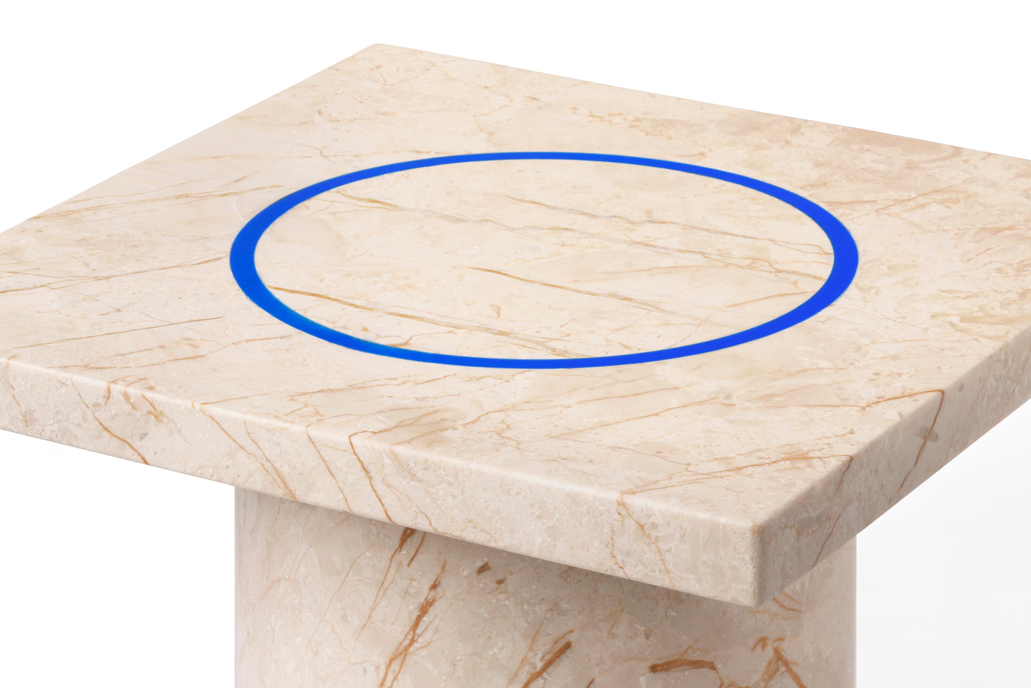Contemporary Small Table 'DISLOCATION' in Golden Marble by Buzao 'Square' For Sale 6