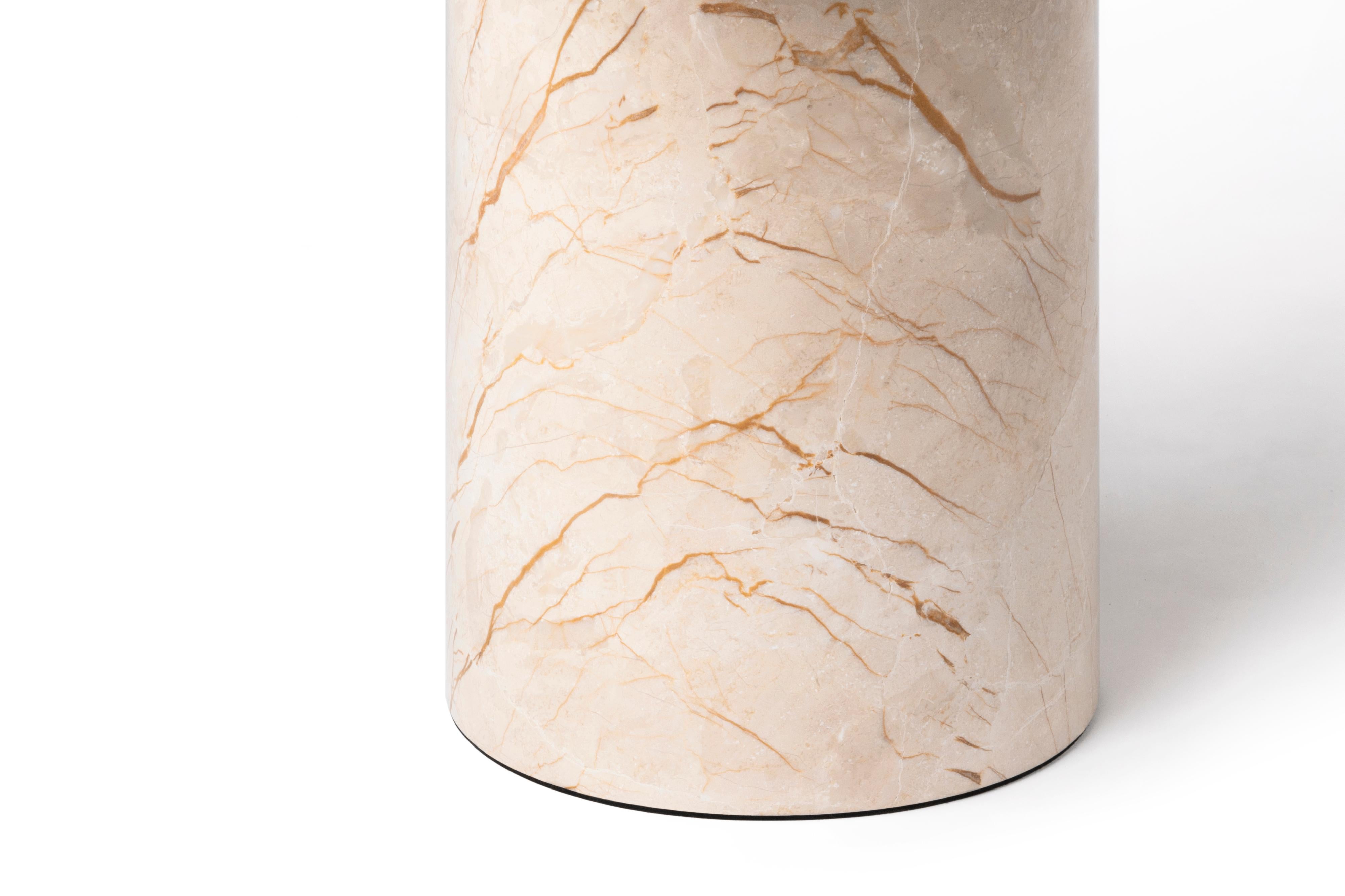 Contemporary Small Table 'DISLOCATION' in Golden Marble by Buzao 'Square' For Sale 1