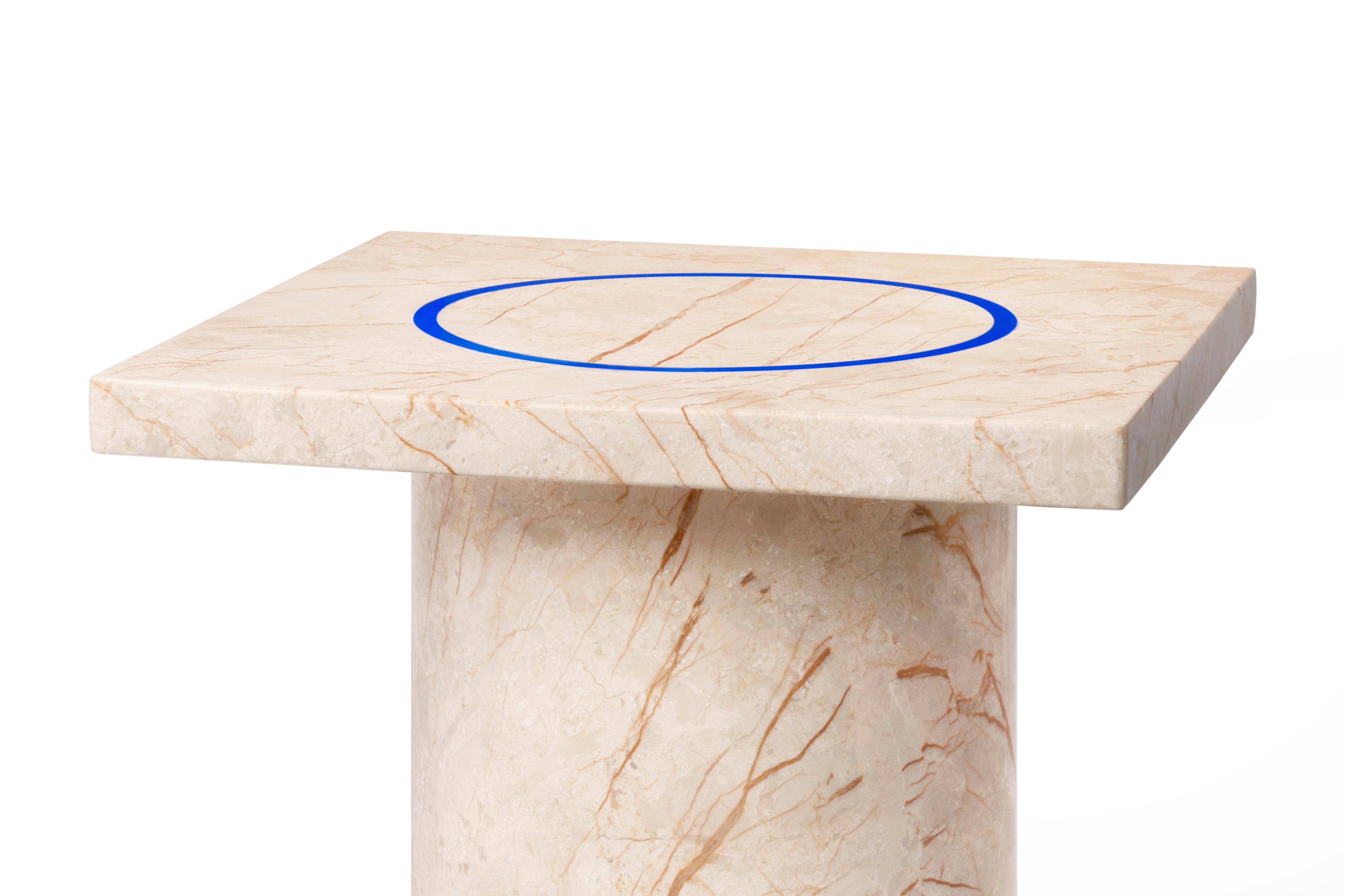 Contemporary Small Table 'DISLOCATION' in Golden Marble by Buzao 'Square' For Sale 4