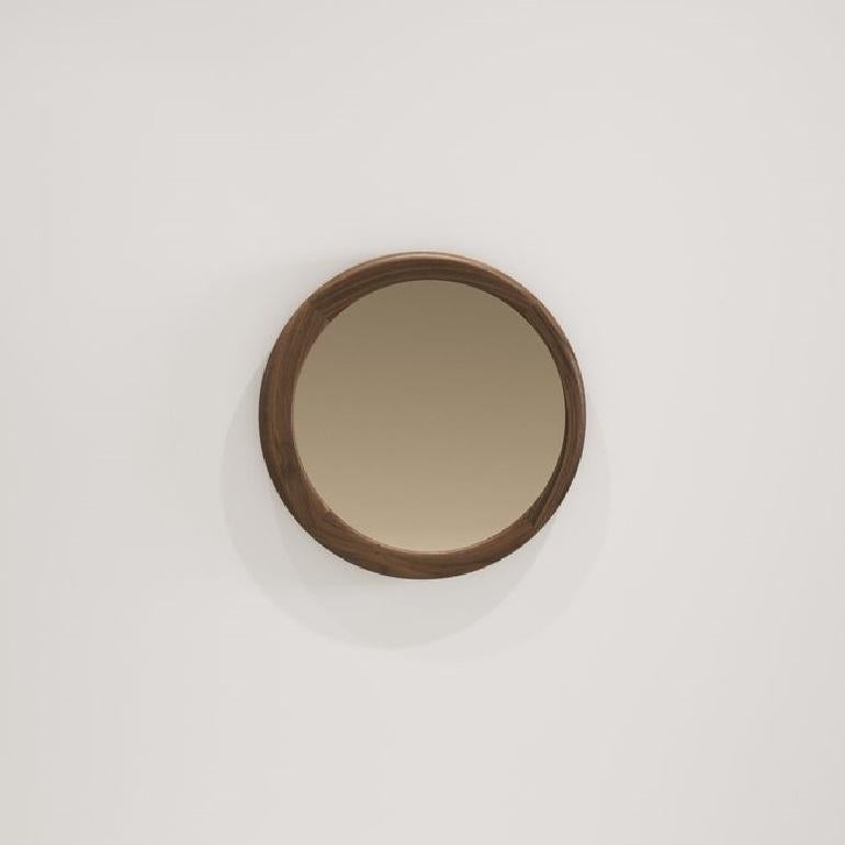 Modern Contemporary Small Wall Mirror with Wooden Frame For Sale
