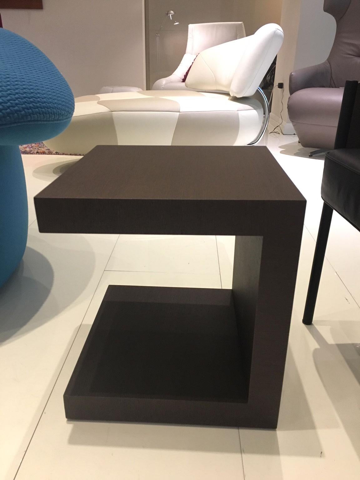 Contemporary Small Wenge Nightstand or Side Table with Storage Drawer In Good Condition In Chicago, IL