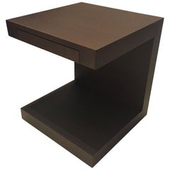 Contemporary Small Wenge Nightstand or Side Table with Storage Drawer