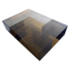 Contemporary Smoked Glass and Mirror Coffee Table in the Style of Fiam Glass