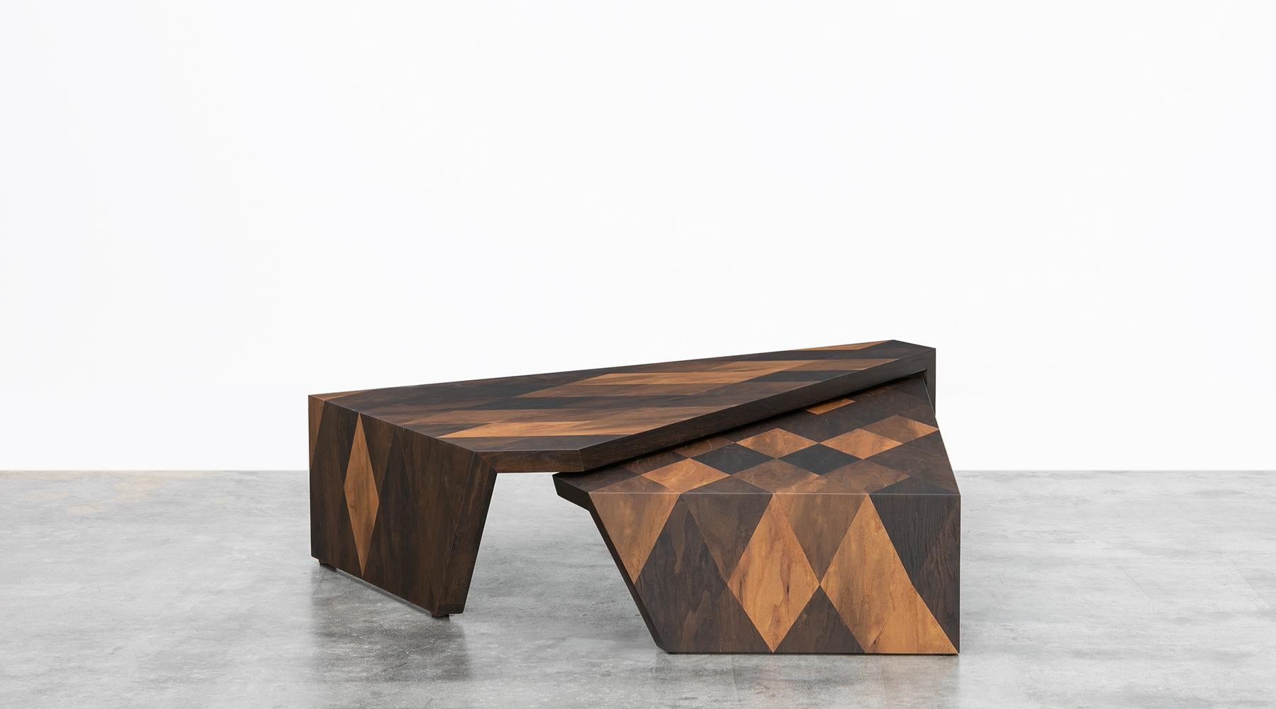 Veneer Contemporary Smoked Oak Coffee Table by Johannes Hock 'a' For Sale