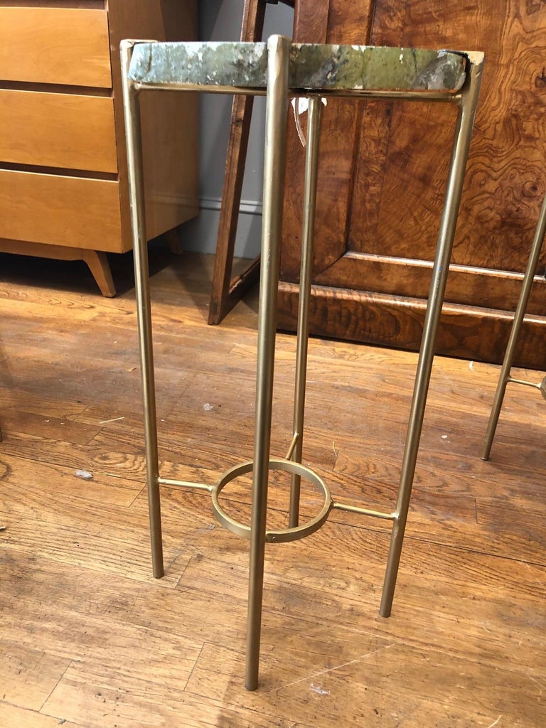 Contemporary Smokey White and Blue Quartz End Table with Exposed