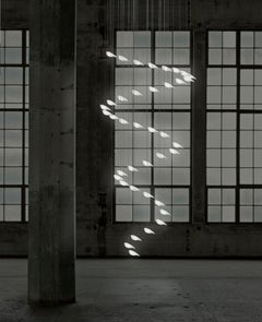 Contemporary "Smoon Birdie Spiral" Chandelier in Handmade Limoges Porcelain