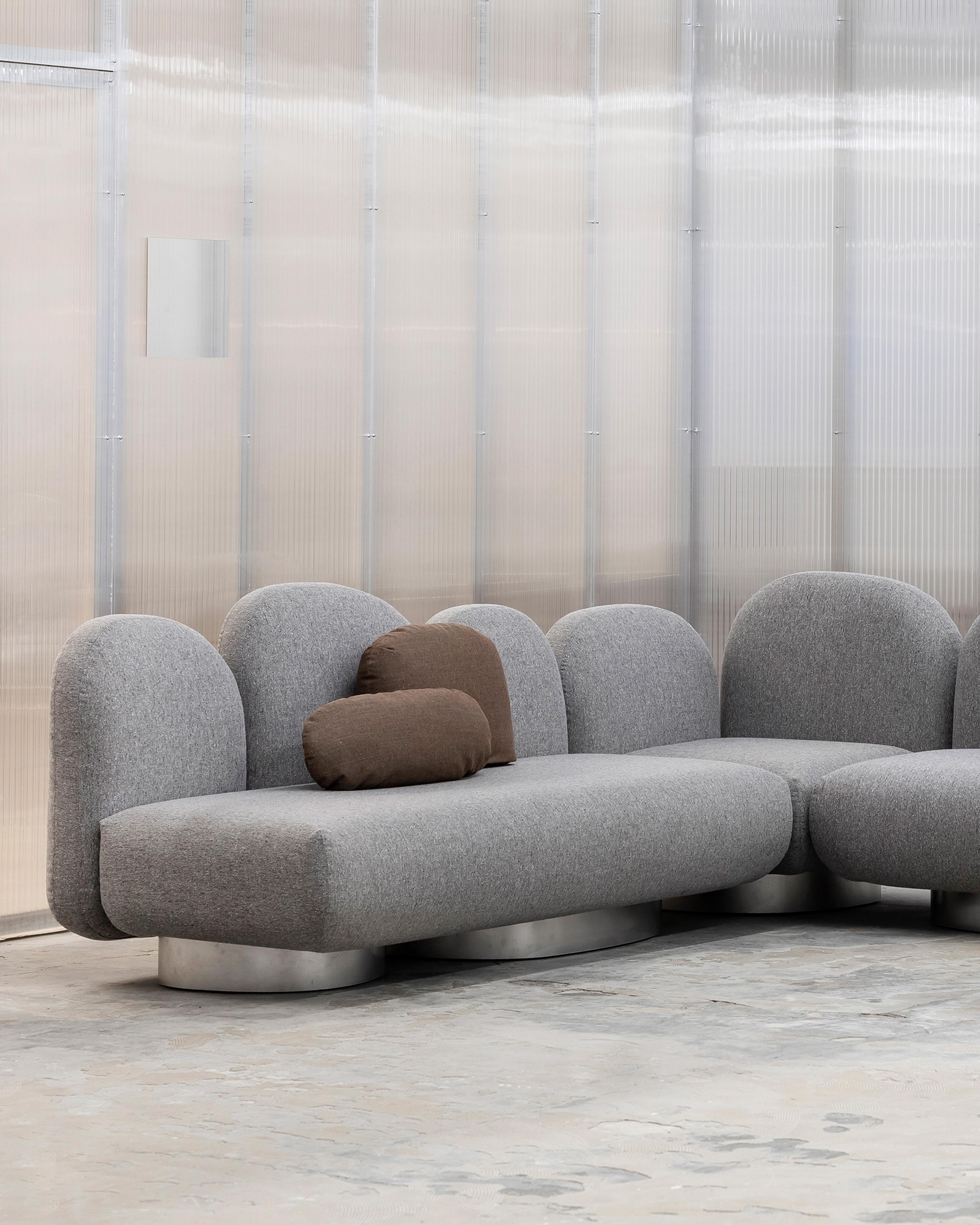 Aluminum Contemporary Sofa 'Assemble' by Destroyers/Builders, 1 seater + 2 armrests For Sale