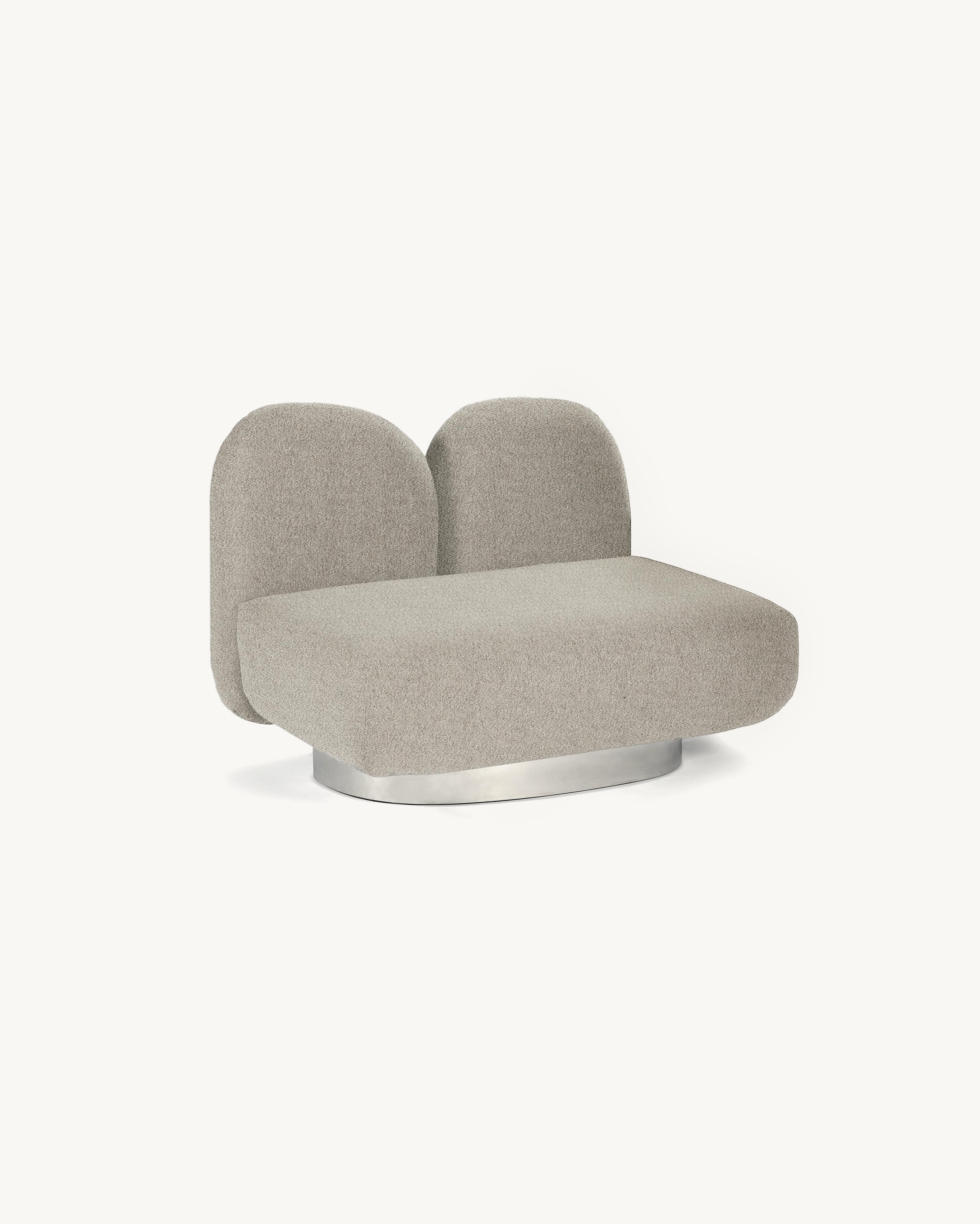Modular Sofa Assemble 1-seat-sofa 
Designed by Destroyers/Builders x Valerie Objects
Upholstery: Bangar Sand

Code: V9020336

Dimensions: L 87 W 103 H 85 CM (SH 40 cm)
Materials: Wood, aluminium and upholstery

The ASSEMBLE sofa encourages exactly