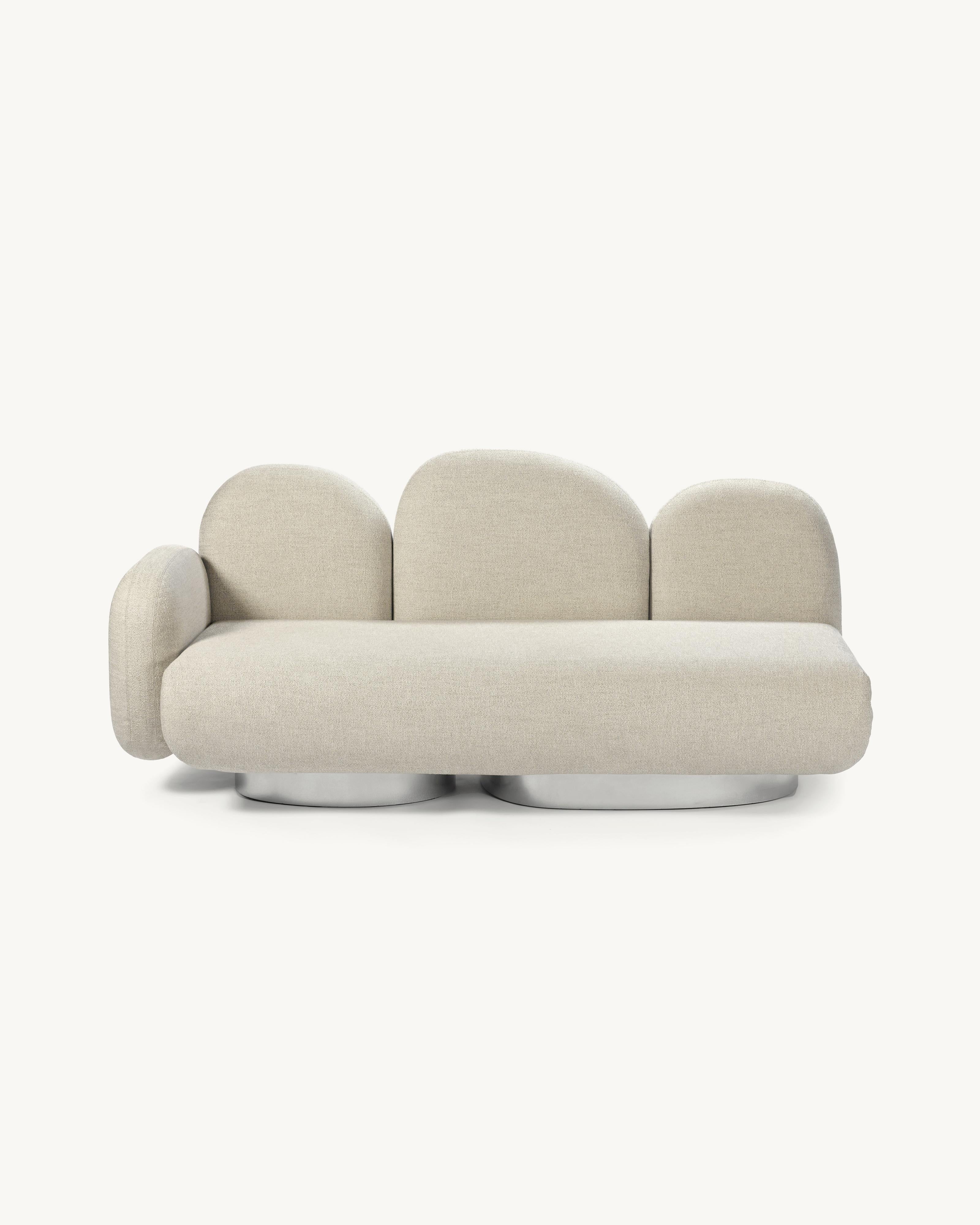 Modular Sofa Assemble 2-seat-sofa with 1 armrest left
Designed by Destroyers/Builders x Valerie Objects
Upholstery: Senales Sand 

Code: V9020353

Dimensions: L 87 W 194 H 85CM (SH 40 cm)
Materials: Wood, aluminium and upholstery

The ASSEMBLE sofa