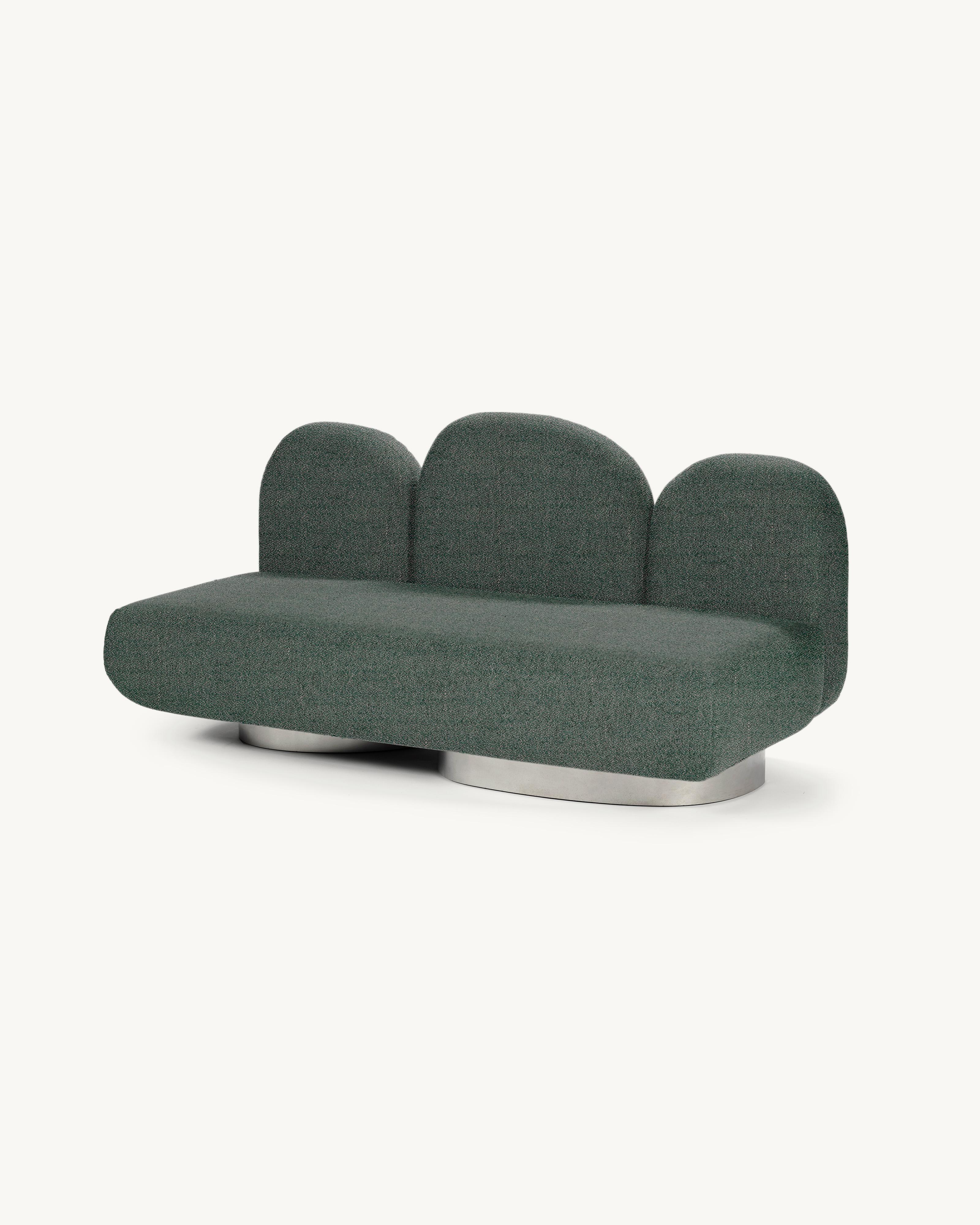 Modular Sofa Assemble, 2 seaters 
Designed by Destroyers/Builders x Valerie Objects
Upholstery: Gijon Green 

Code: V9020406

Dimensions: L 87 W 174 H 85CM (SH 40 cm)
Materials: Wood, aluminium and upholstery

The ASSEMBLE sofa encourages exactly