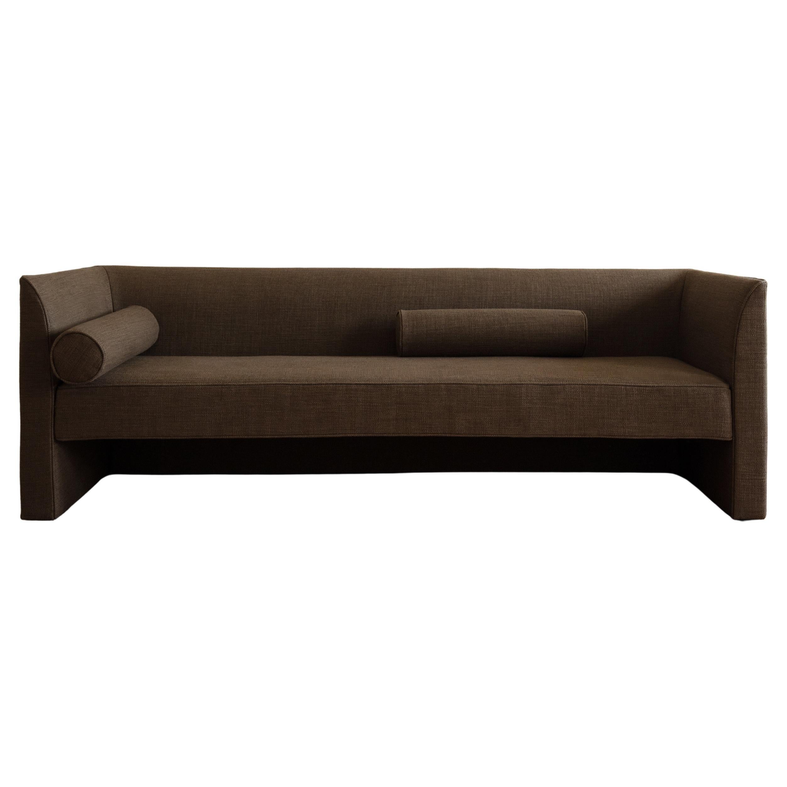 Contemporary Sofa 'Femme' 3-Seater in Brown Linen by Friends&Founders