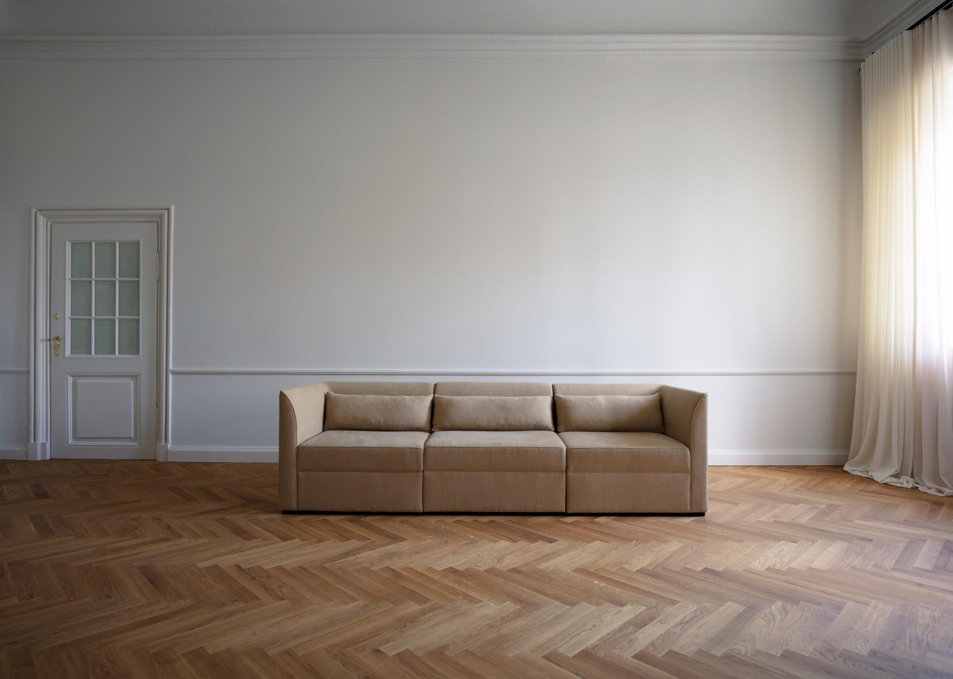 Contemporary Sofa 'Femme Deep' 3-Seater by Friends&Founders, White and Brown For Sale 6