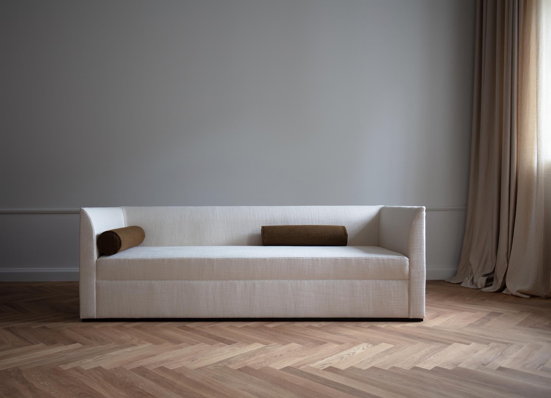 Contemporary and minimalist sofa named 'FEMME' signed by Danish design studio Friends&Founders

Model shown on main image: 
- 3 seater: 255cm
- depth: 85 cm
- fabric: Chalet by Astrid (linen and wool)
- cushions: Cylinder x2 in Chalet
