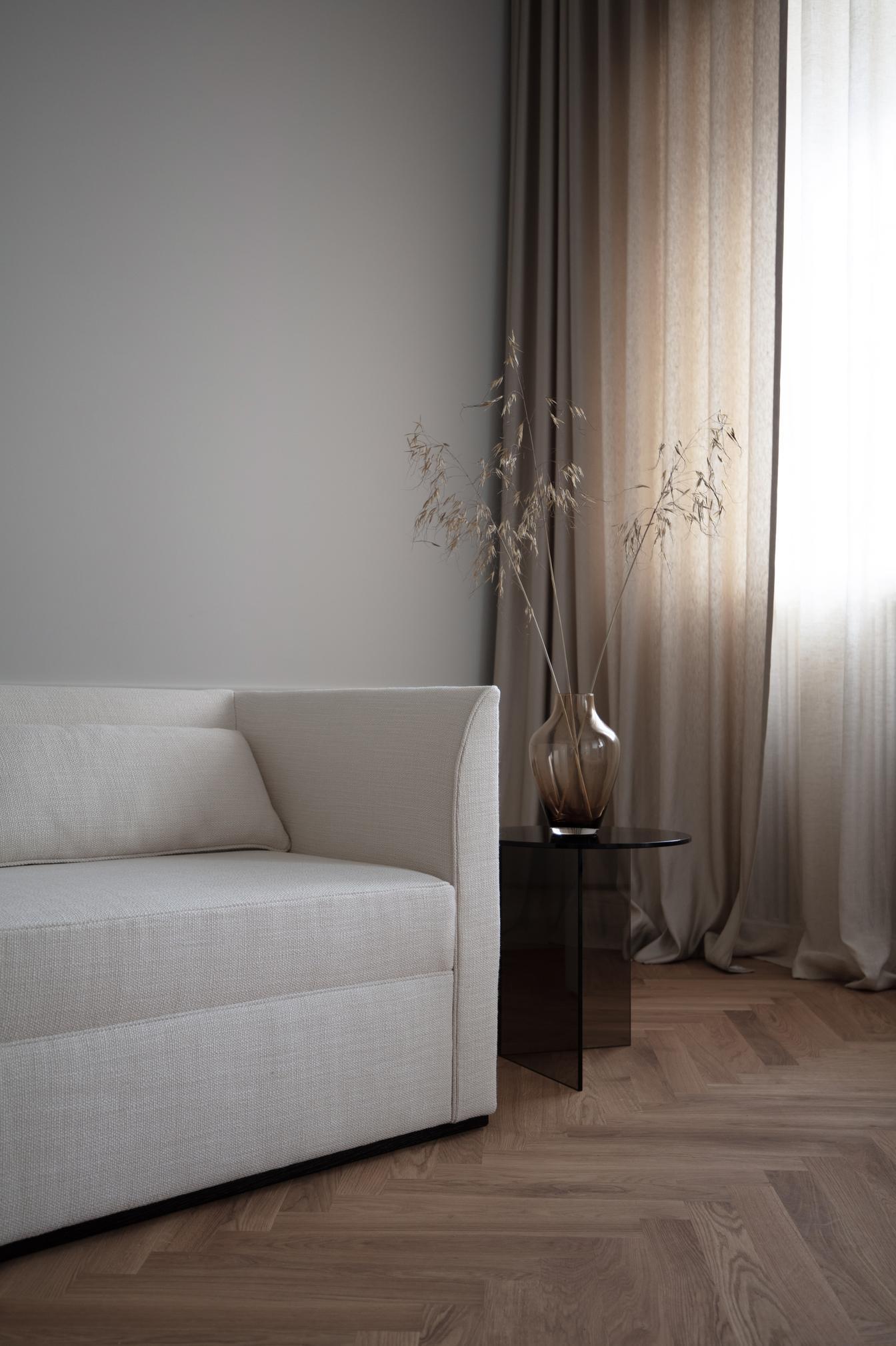 Wool Contemporary Sofa 'Femme Deep' 3-Seater by Friends&Founders, White and Brown For Sale