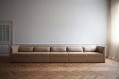 Contemporary Sofa 'Femme Modular' 5-Seater in Beige Fabric by Friends&Founders