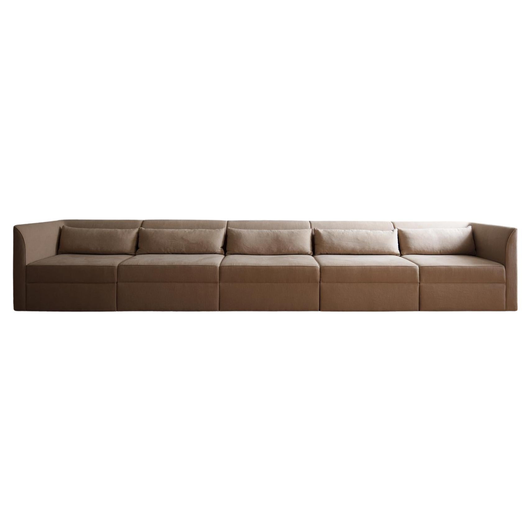Contemporary Sofa 'Femme Modular' 5-Seater in Beige Fabric by Friends&Founders