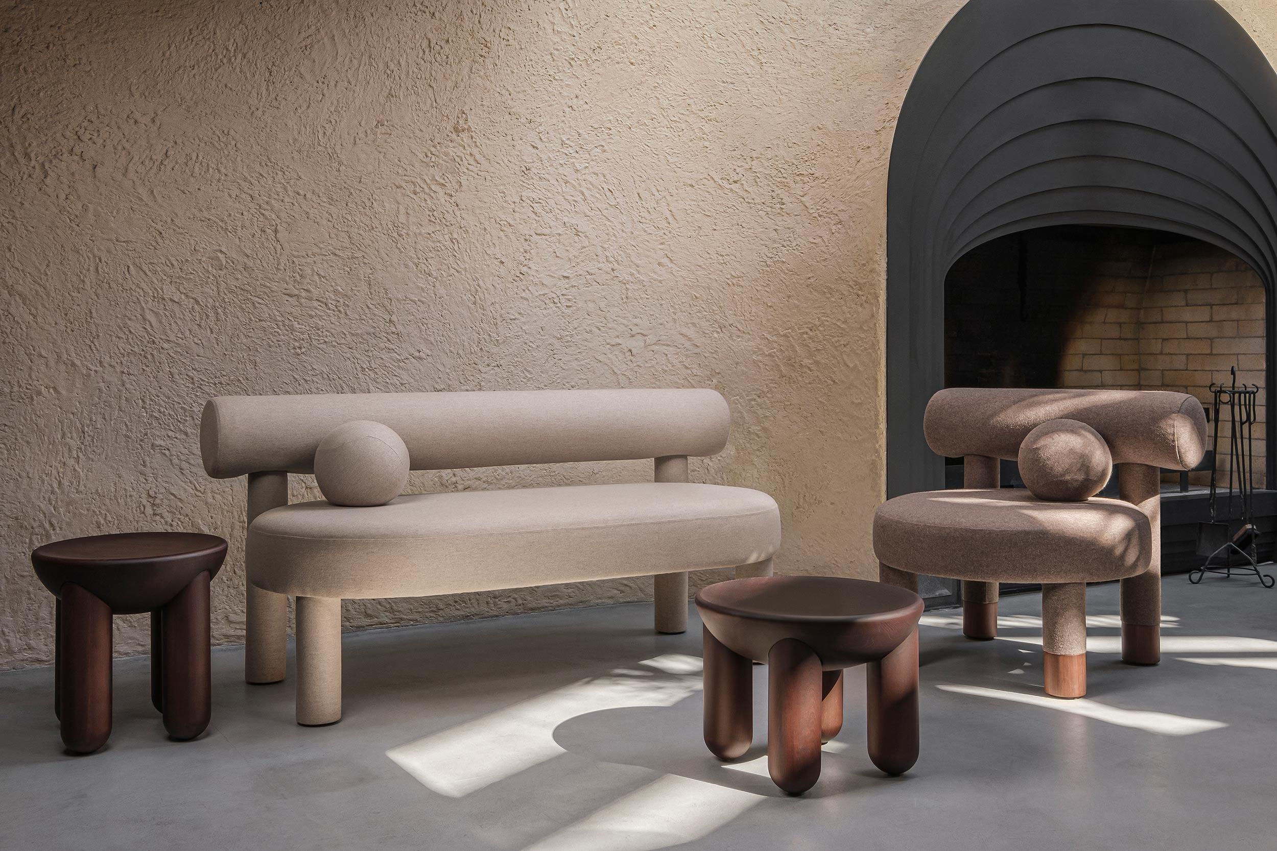 Organic Modern Contemporary Sofa Gropius CS1 by Noom, Blue Velvet For Sale