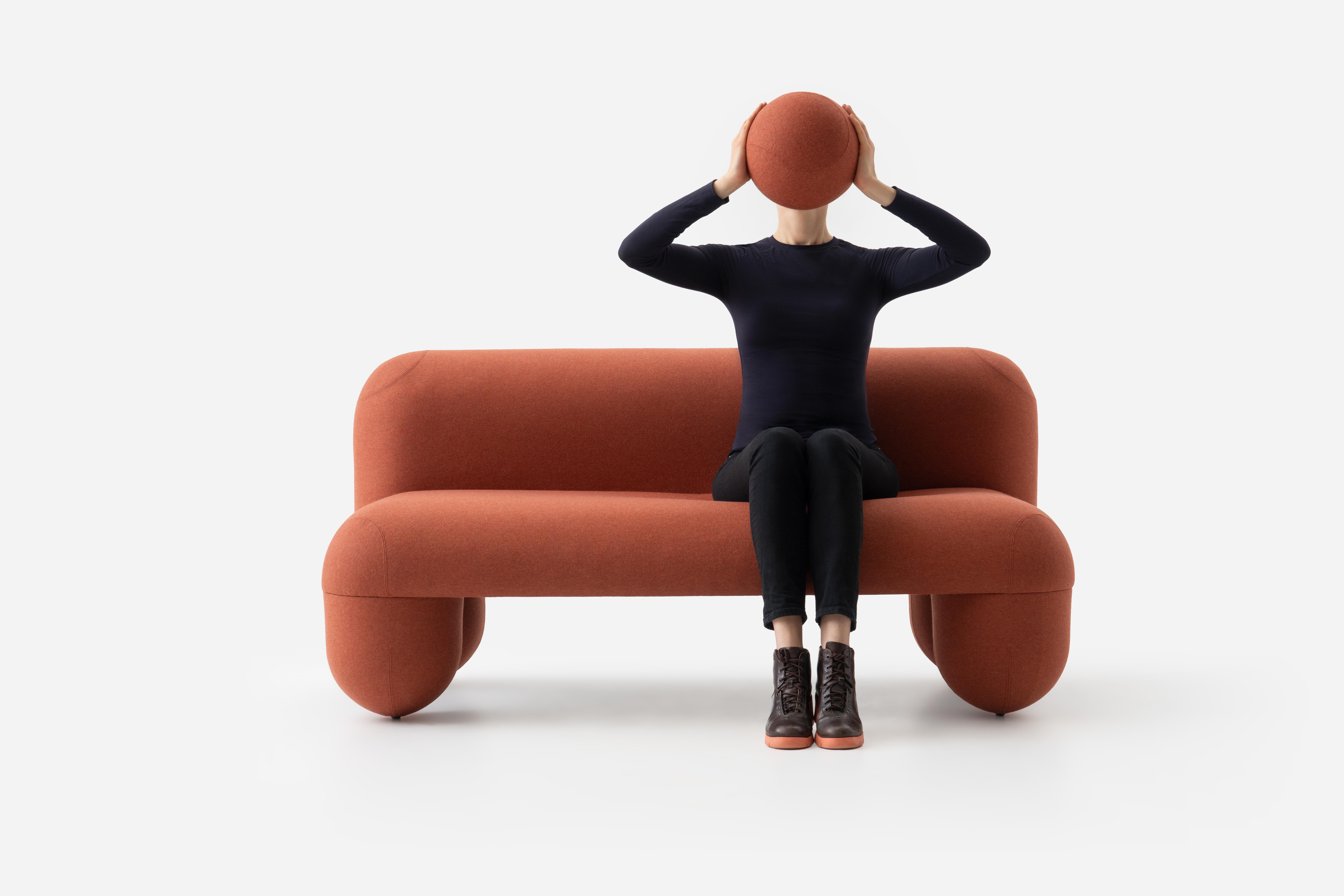 Organic Modern Contemporary Sofa 'Hello' by Denys Sokolov x Noom, Orange For Sale