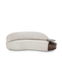 Contemporary Sofa in Beige Modern Sofa with Side Table (left side)
