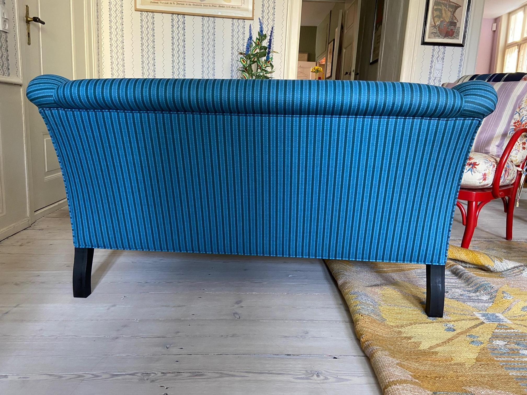Contemporary Sofa in Customized Blue Upholstery by the Apartment, Belgium, 2020 For Sale 2