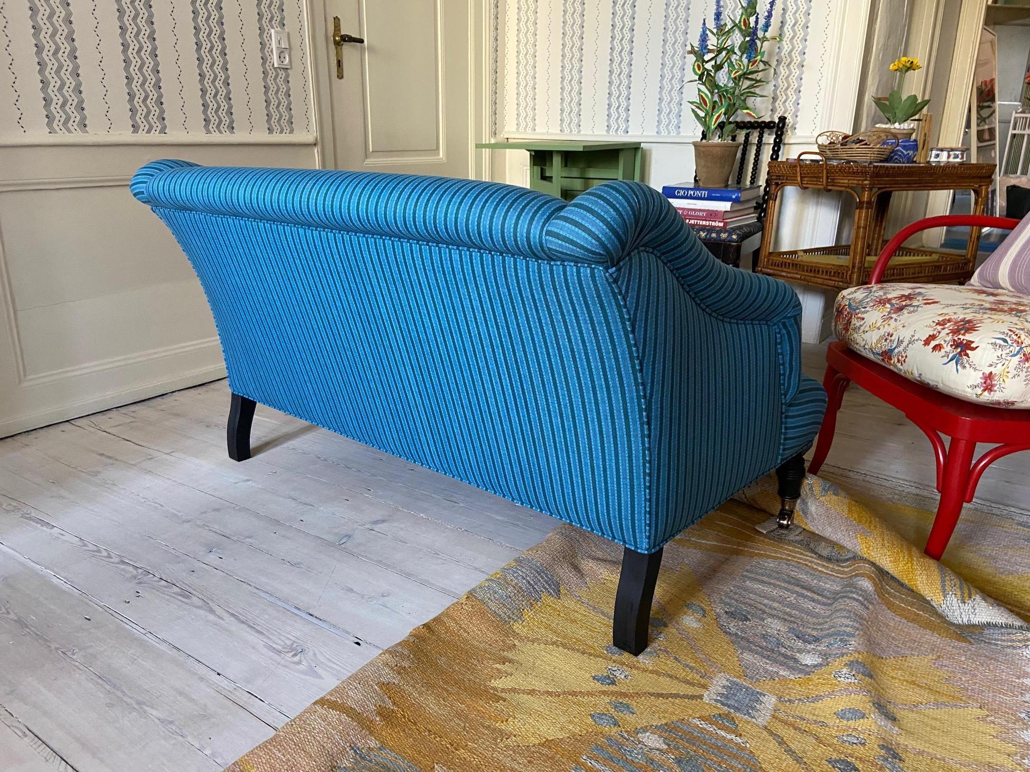 Contemporary Sofa in Customized Blue Upholstery by the Apartment, Belgium, 2020 For Sale 3