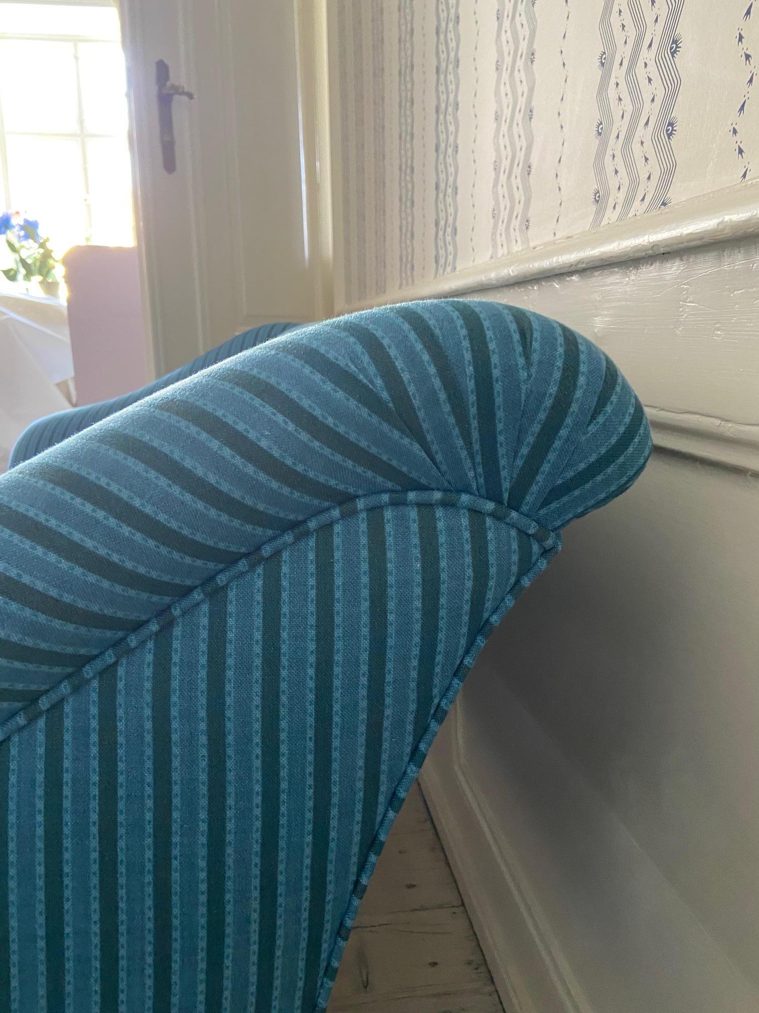 blue striped couch