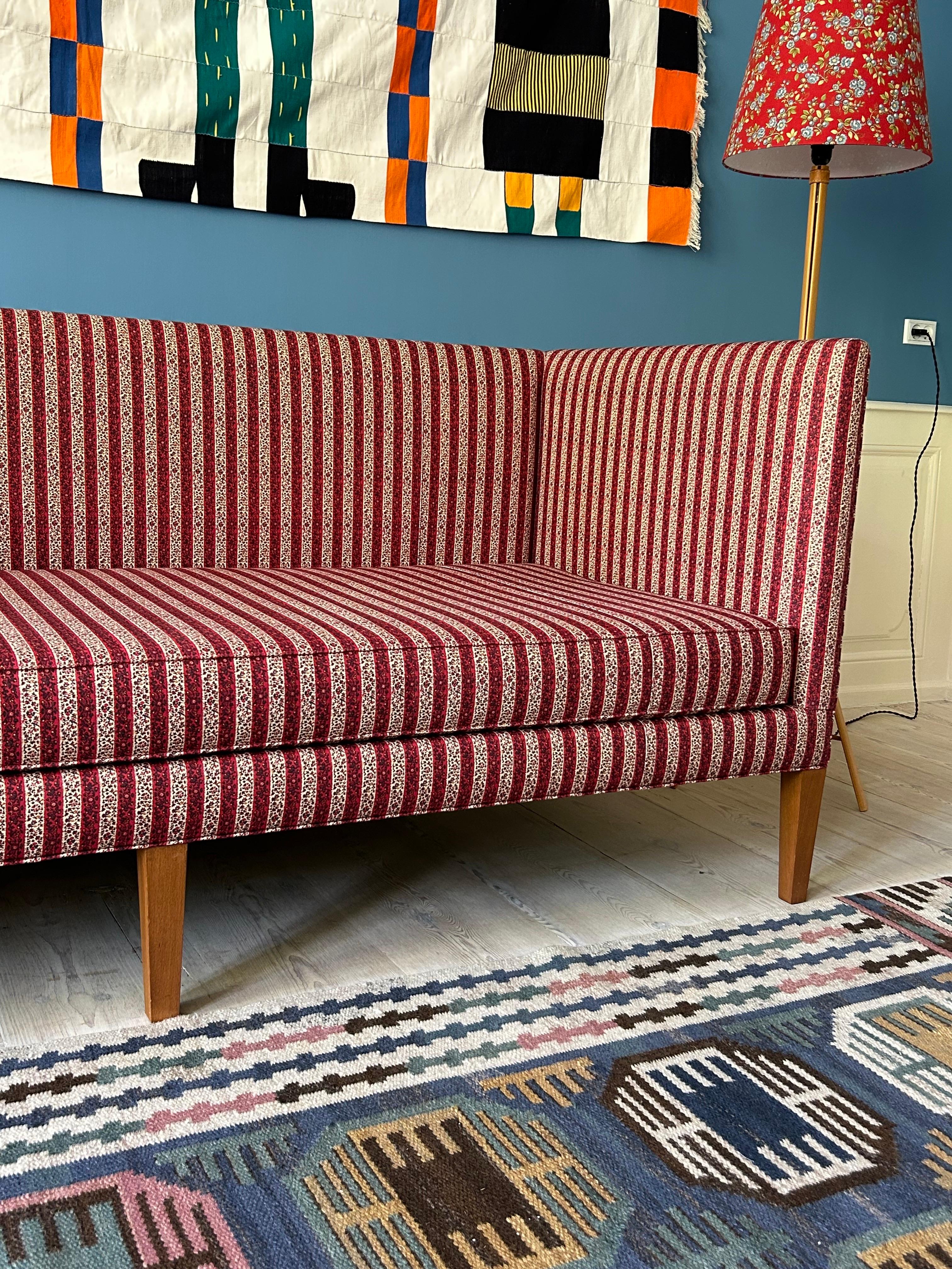 red striped couch