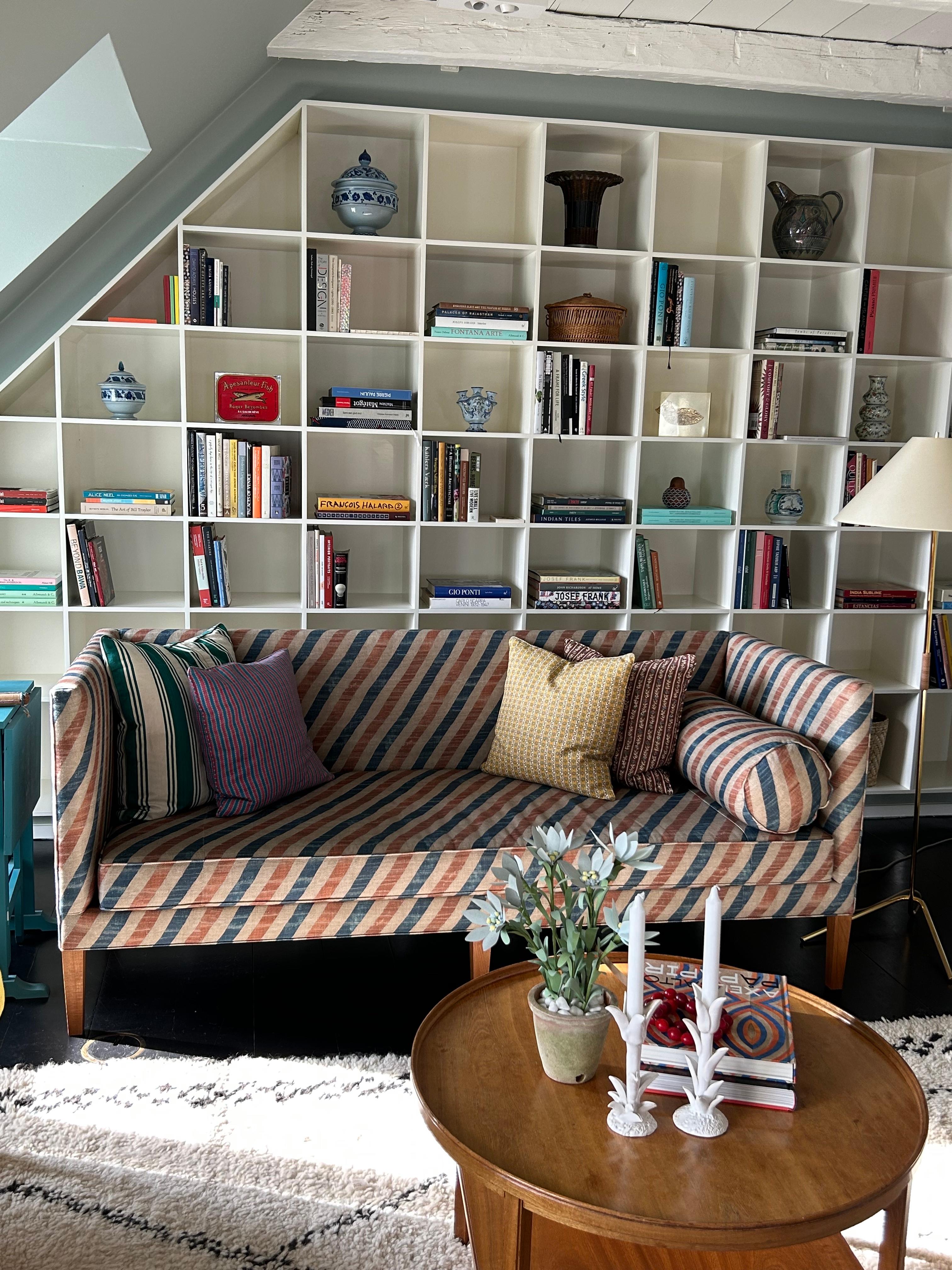 Belgian Contemporary Sofa in Customized Striped Upholstery by the Apartment, Belgium For Sale