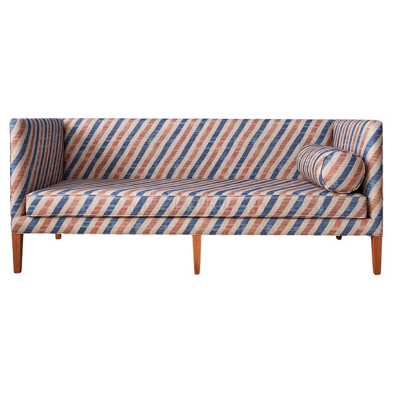 Contemporary Sofa in Customized Striped Upholstery by the Apartment, Belgium For Sale