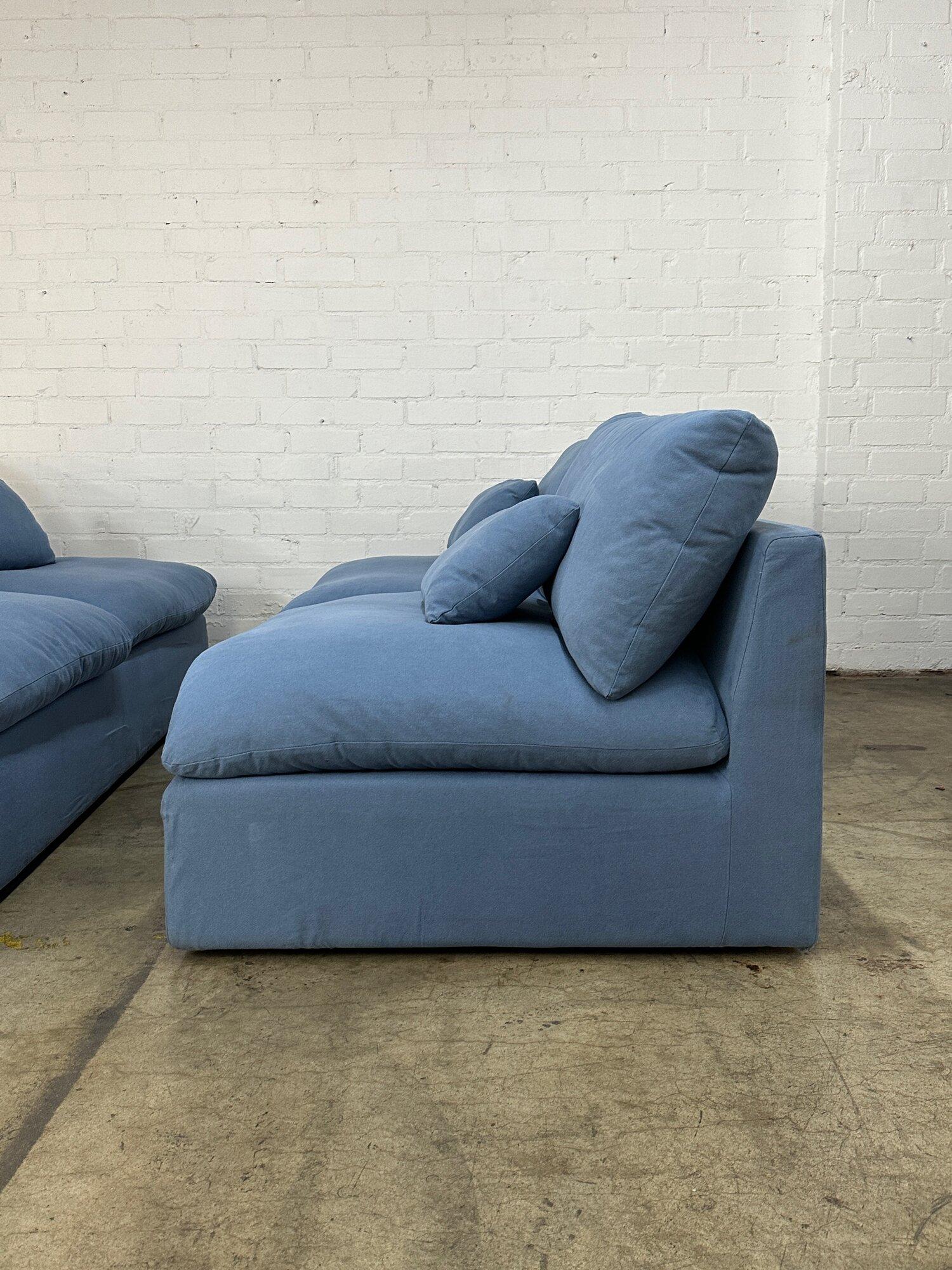 Contemporary Sofa in Light Blue - Sold Separately In Good Condition For Sale In Los Angeles, CA