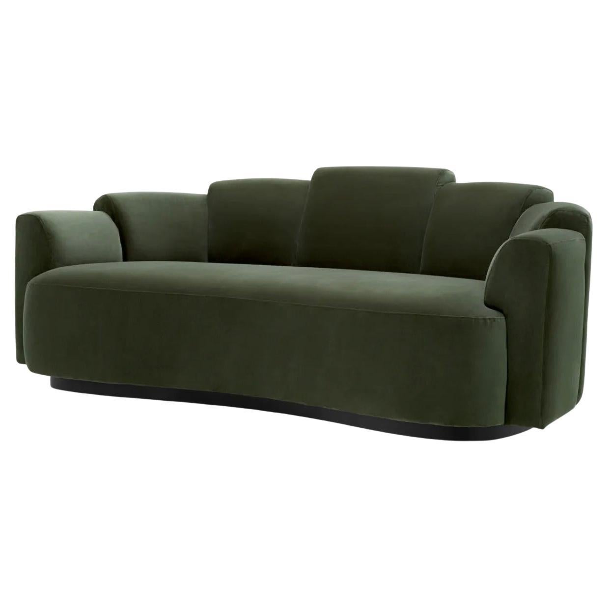 Contemporary Sofa in Torrin Green Velvet, S Size