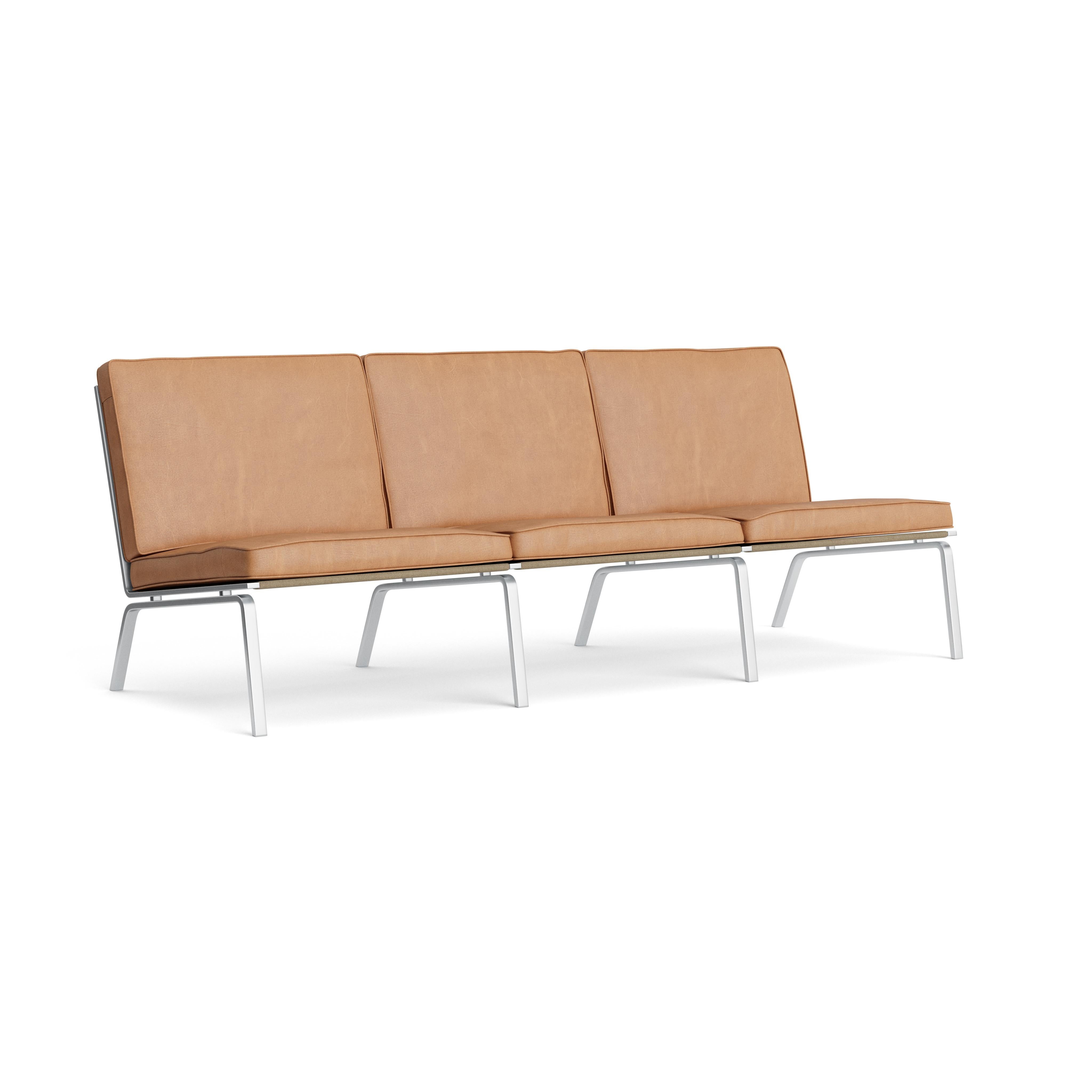Stainless Steel Contemporary Sofa 'MAN' by Norr11, Three Seater, Dunes, Brown For Sale