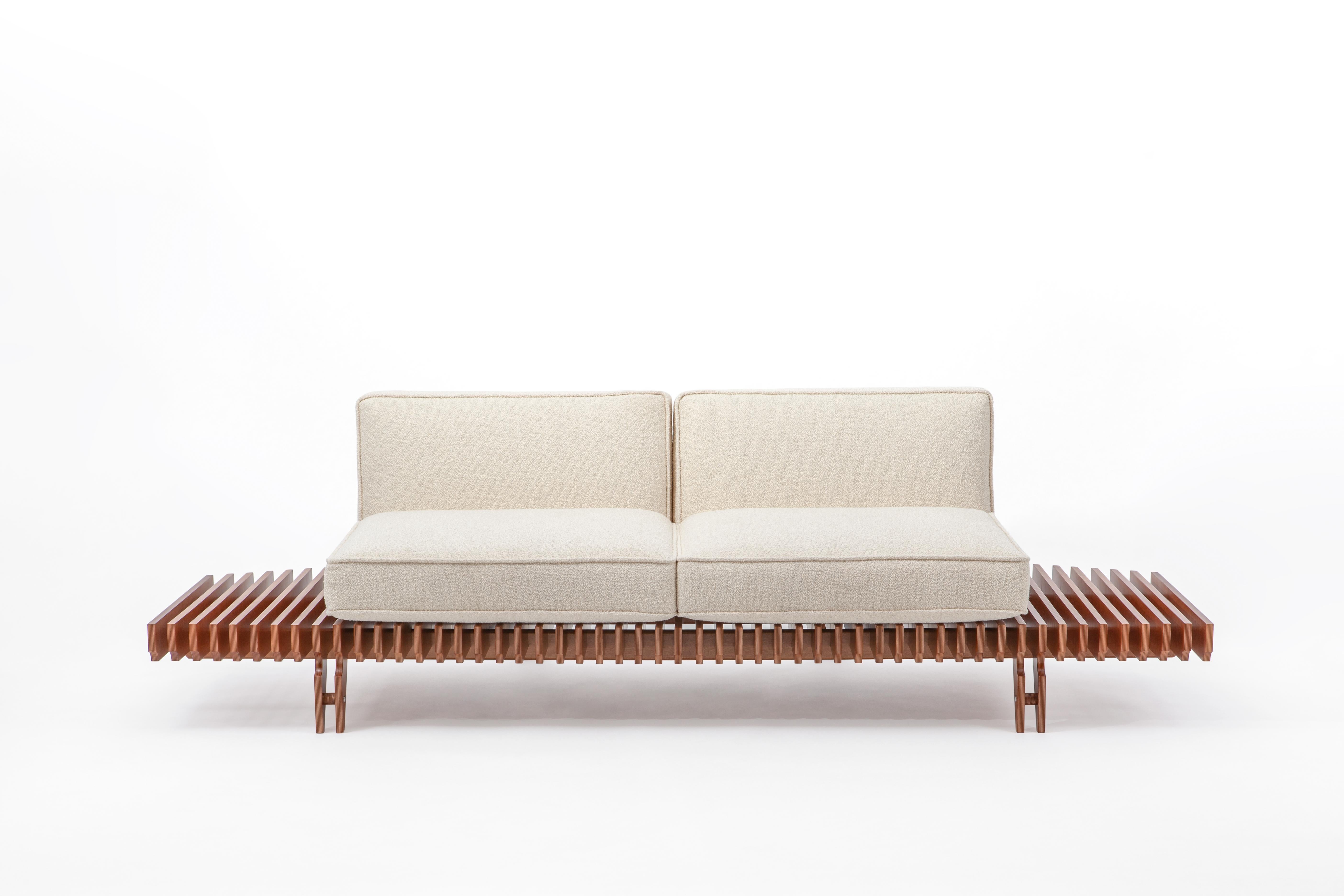 Contemporary Sofa Muir Paesaggio collection designed by Hannes Peer for SEM. 
The idea for the 'MUIR' sofa was born during a trip by Hannes Peer to the Northern California coast, specifically during a stay in a typical modernist house overlooking