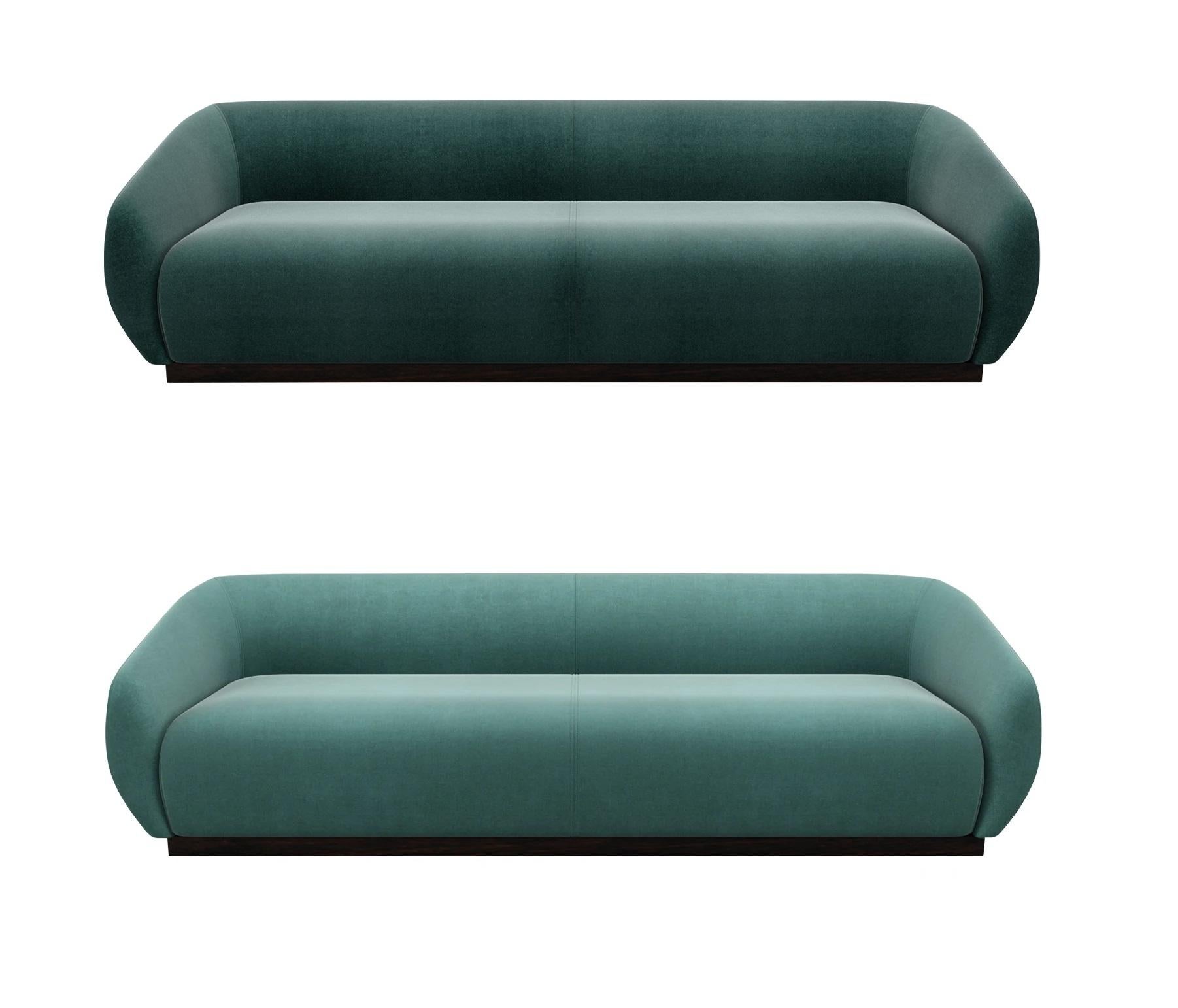 Spanish Contemporary Sofa Offered in Light Teal Velvet For Sale