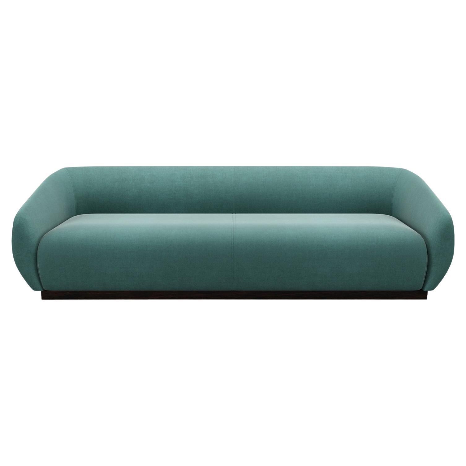 Zeitgenössisches Sofa aus hellgrünem Samt