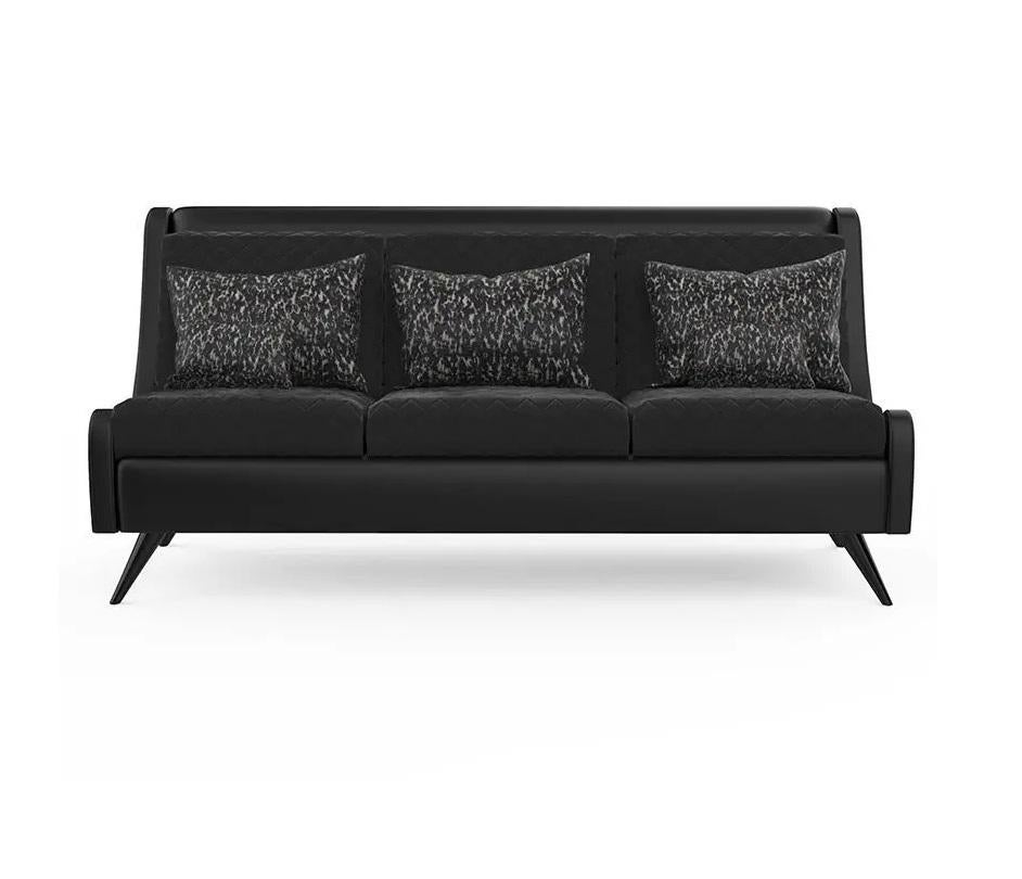 Modern Contemporary Sofa Offered in Velvet & High Gloss Lacquer For Sale