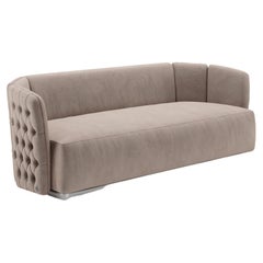Contemporary Sofa Settee Nabuk Leather and Metal Base