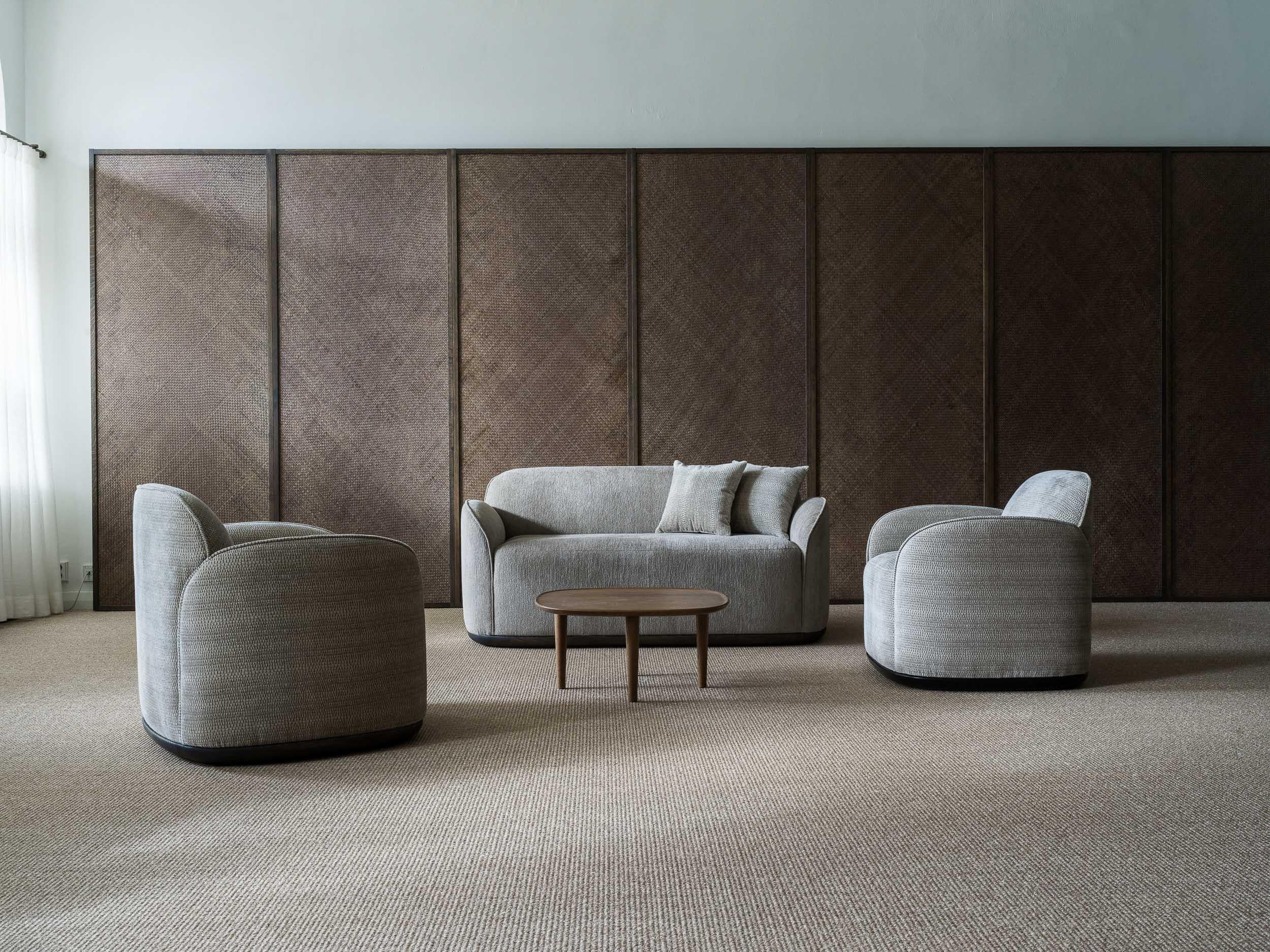 Zeitgenössisches Sofa '' Unio'' von Poiat, 3 Sitzmöbel, Stoff Chivasso Yang 95 (21. Jahrhundert und zeitgenössisch) im Angebot