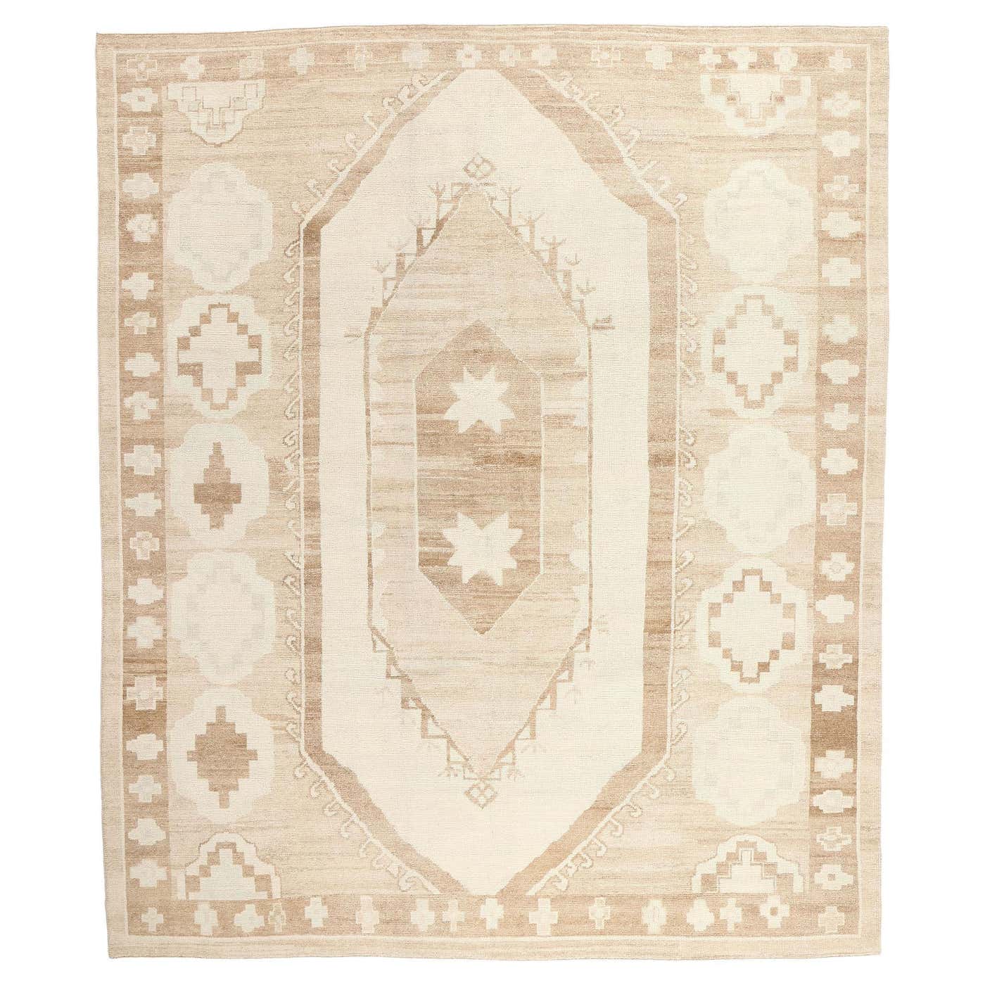 Contemporary Soft Earth-Tone Vintage Turkish Kars Oushak Rug, 10'05 x ...