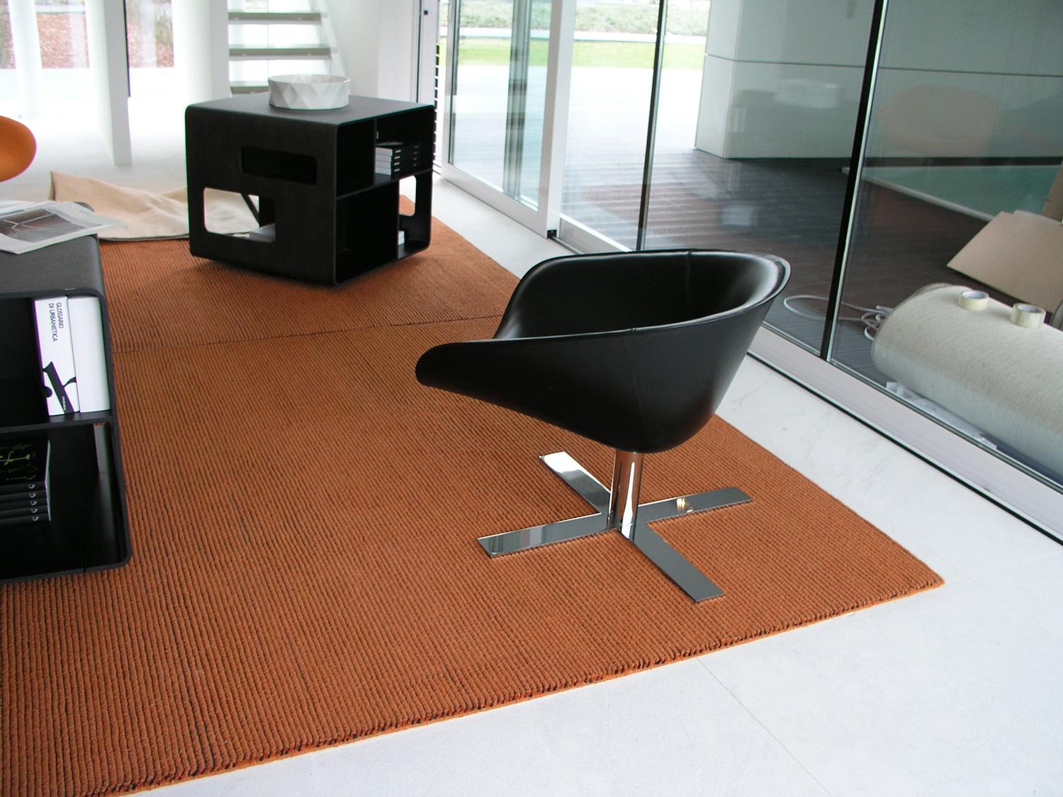 Modern Contemporary Soft Orange Pure Wool Rug by Deanna Comellini In Stock 170x240 cm For Sale