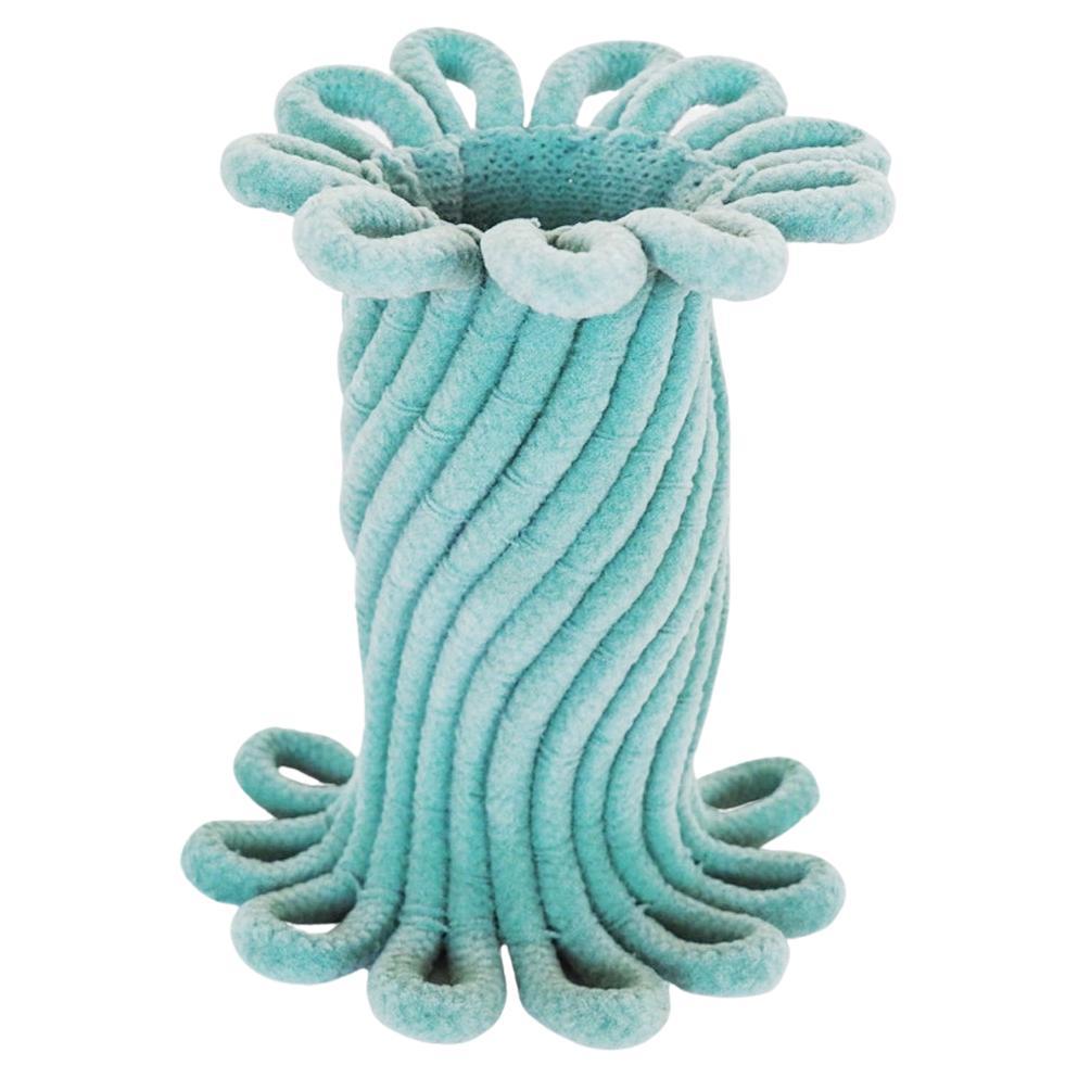 Contemporary Soft Parachute Rope Blue Vase Small by Sarah Roseman