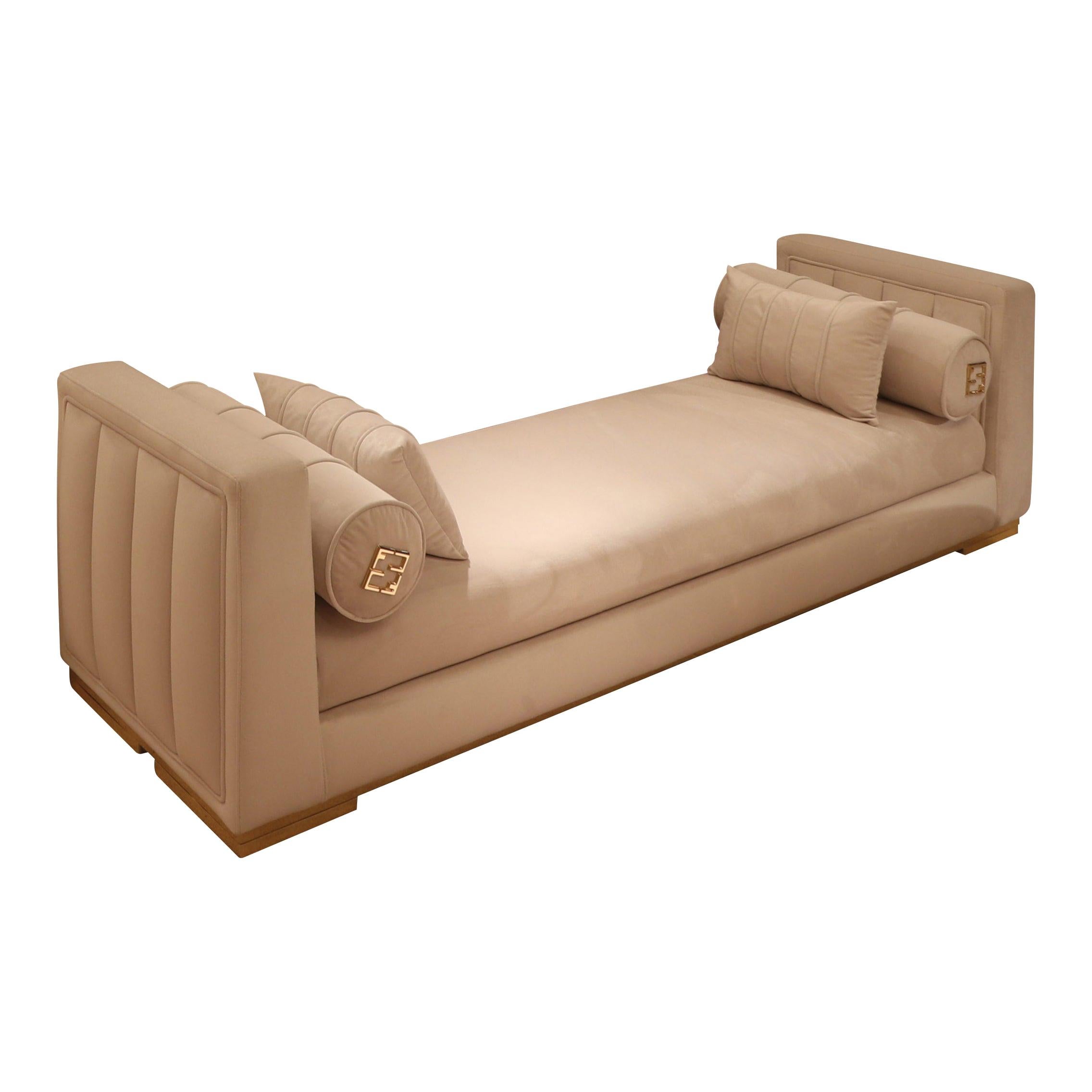 Contemporary Soft Velvet Upholstered Bench Signature For Sale