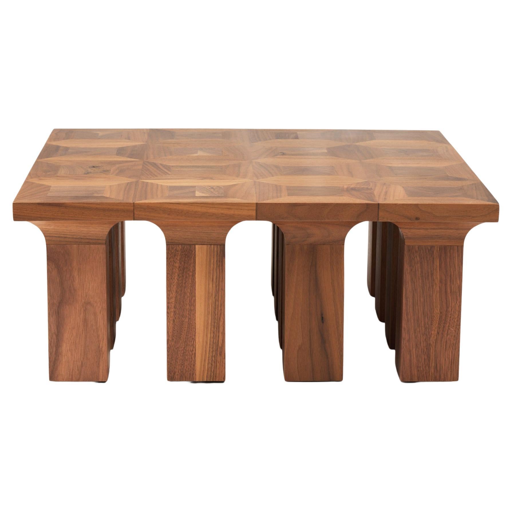 Contemporary Solid American Walnut Arcus Coffee Table Small by Tim Vranken For Sale